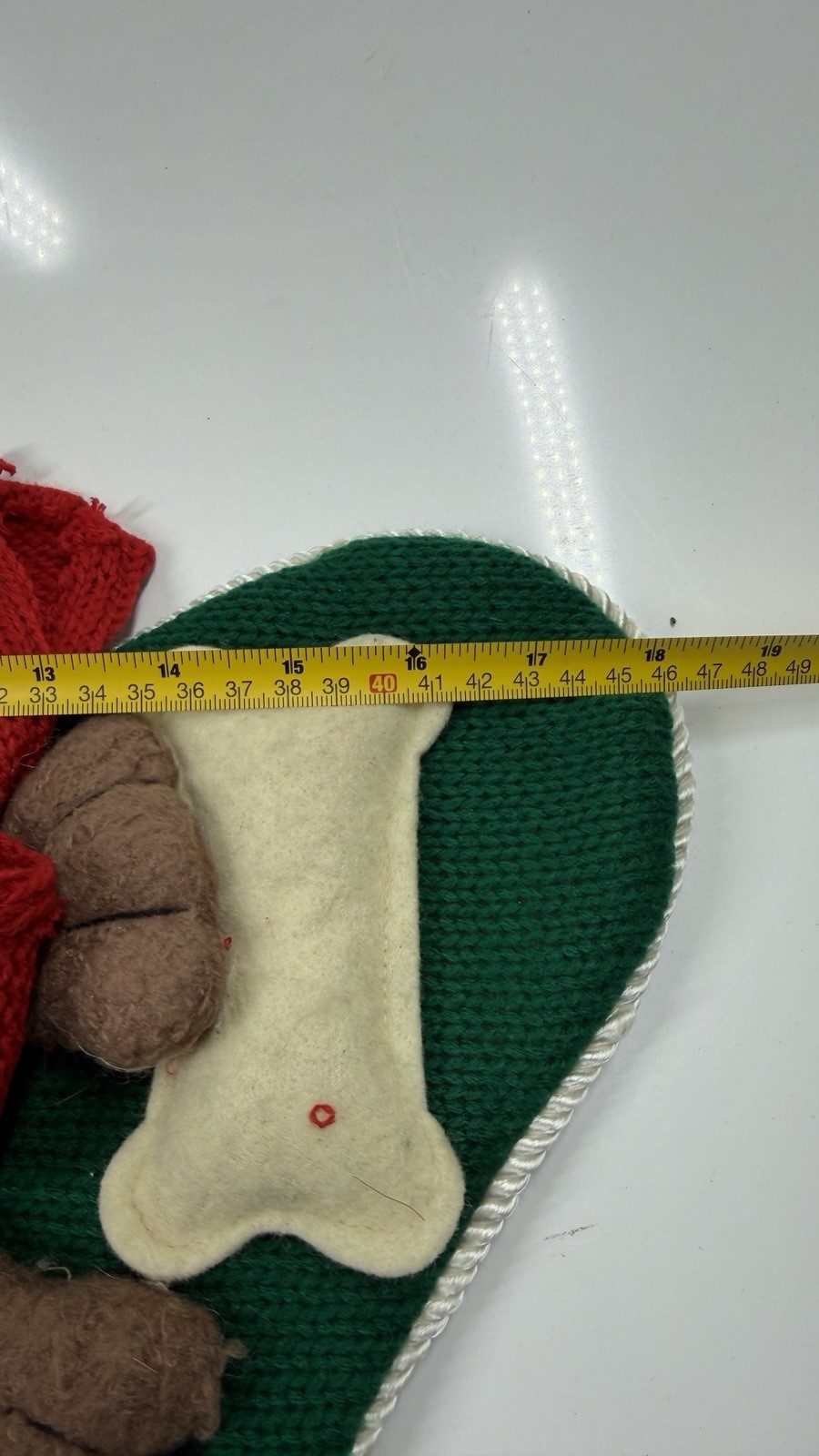 NOS LNT Vintage Sweater Christmas Stocking 3-D Brown Dog Merry Christmas 18”