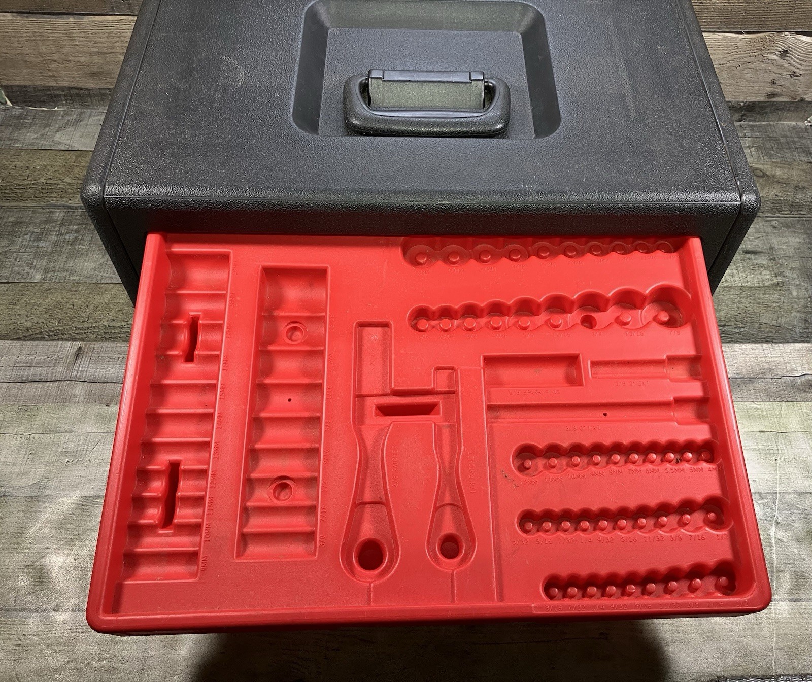 Craftsman 2 Drawer Plastic Tool Storage Box 1/4-3/8-1/2 Socket Drawers, No Tools