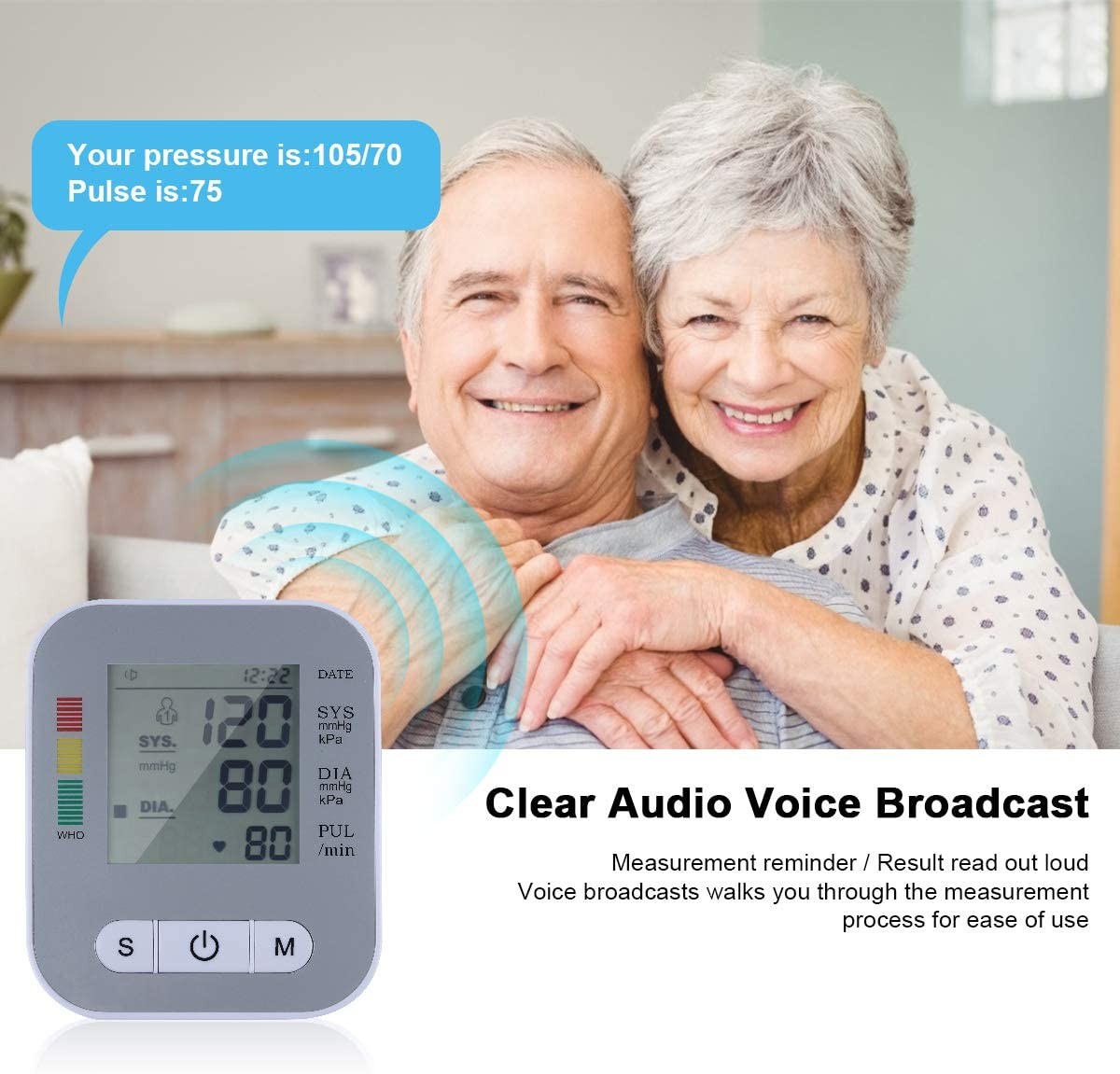 Automatic Digital Upper Arm Blood Pressure Monitor Accurate BP Cuff Pulse Meter