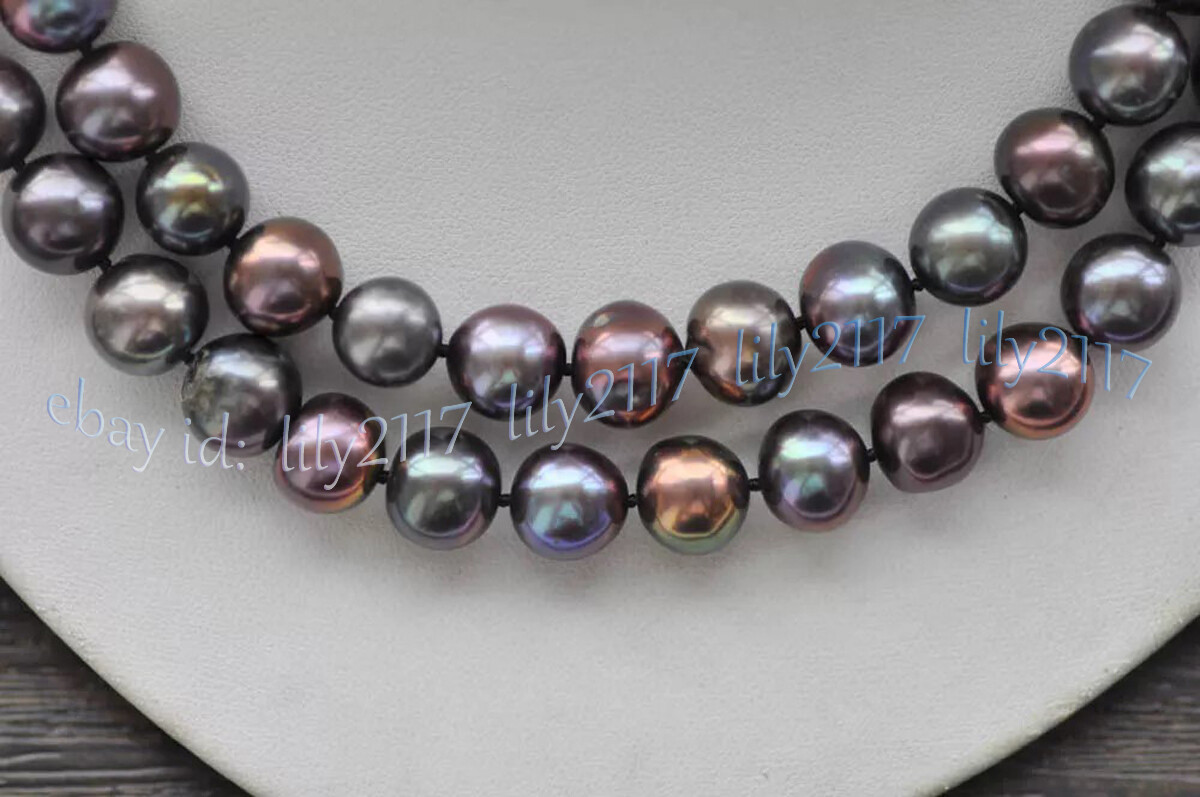 Genuine Natural Peacock Black Freshwater Pearl Necklace Jewelry 14-100" 7-8mm