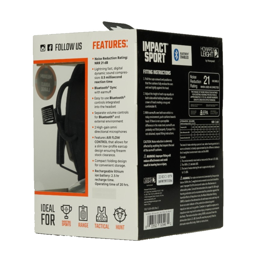 Howard Leight Impact Sport BLUETOOTH 21NRR Shooters Electronic Earmuff / OLIVE