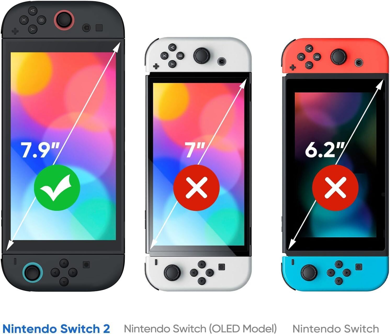 2-Pack Screen Protector for Nintendo Switch 2 (2025) 7.9'' Tempered Glass Film