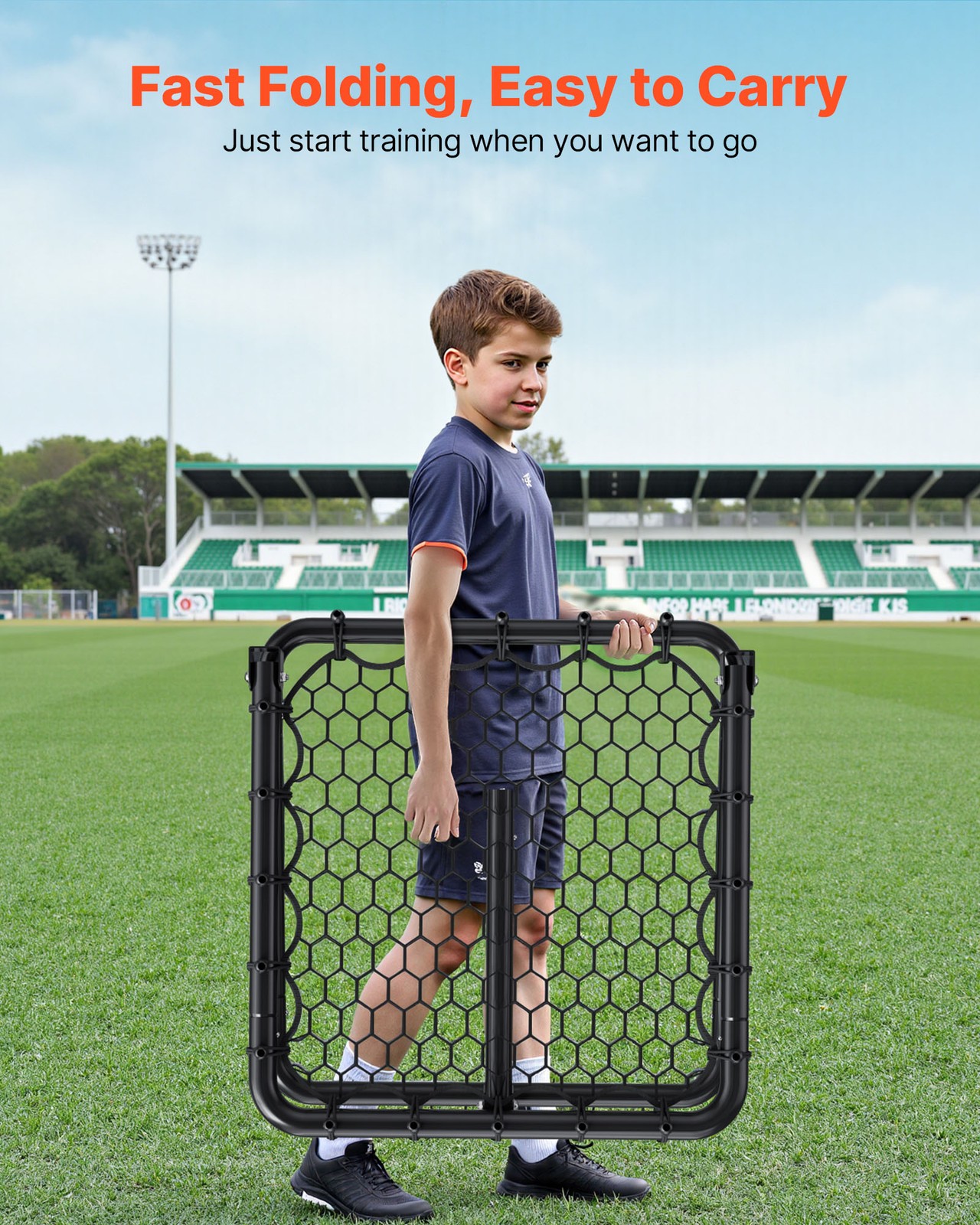 34"x34" Soccer Rebounder Net Kick-Back Portable Football Training Gifts