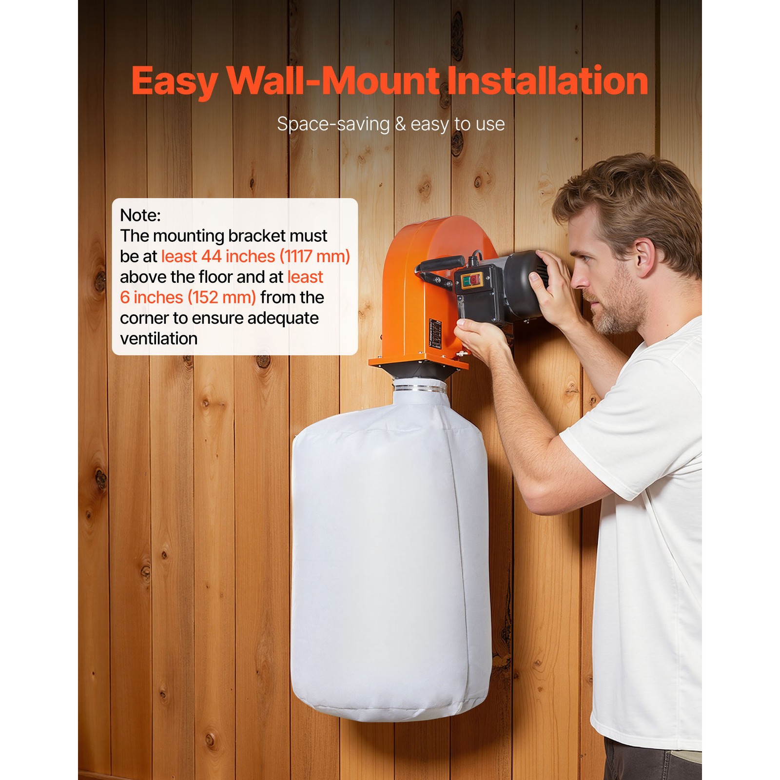 Uimoso 1 HP Wall-Mounted Dust Collector, 560 CFM for Woodworking Applications