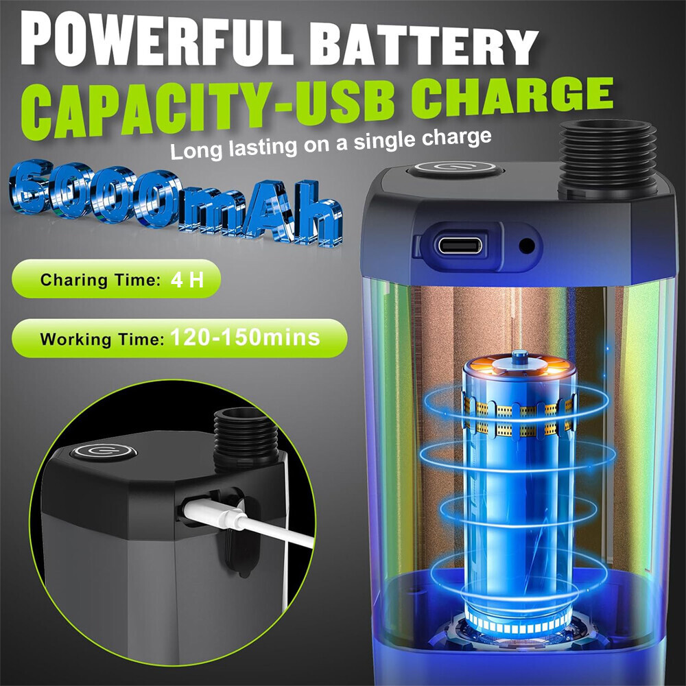 Portable Camping Shower 6000mAh Rechargeable Filter Pump Outdoor Hiking Travel