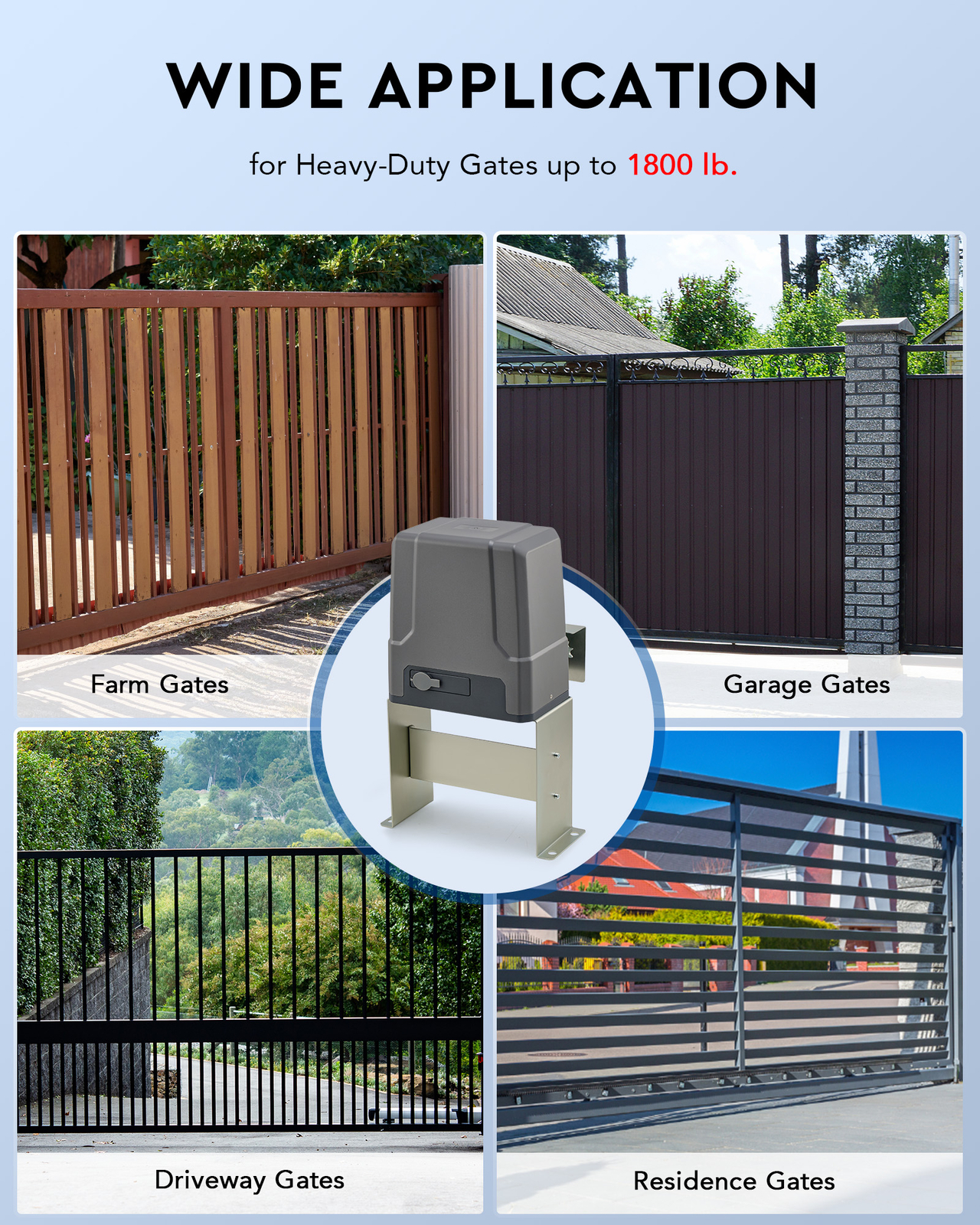CO-Z Solar Sliding Gate Opener Kit Electric Gate Opener for 1800lb Home Gates