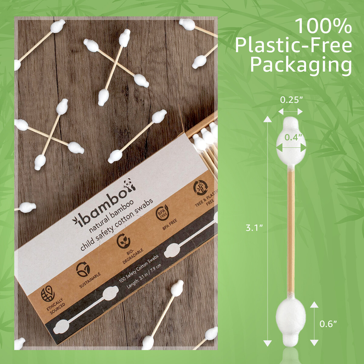 Ibambo Bamboo Child Safety Cotton Swabs