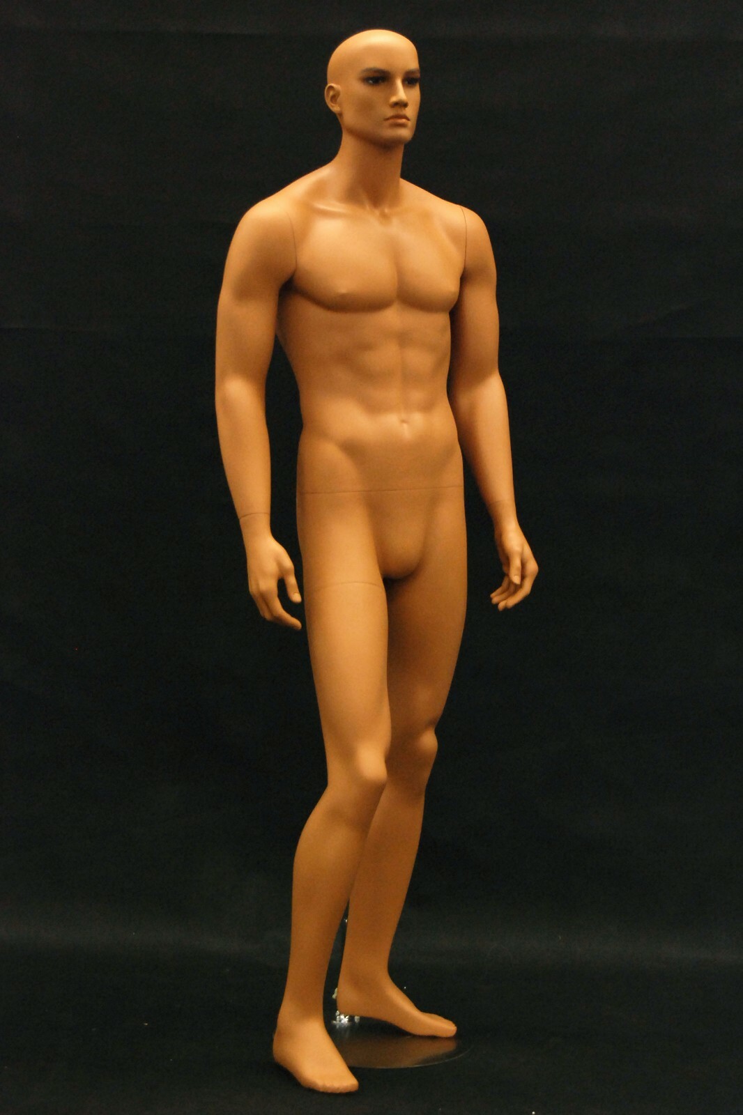 Realistic Tan Adult Male Standing Fully Body Fiberglass Mannequin with Wig