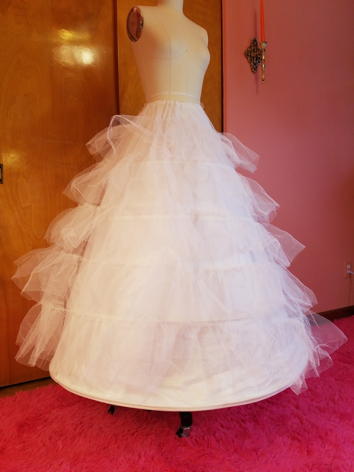 1950s Vintage White Tulle Petticoat Skirt -Hoops & Crinolines by Merry Modes