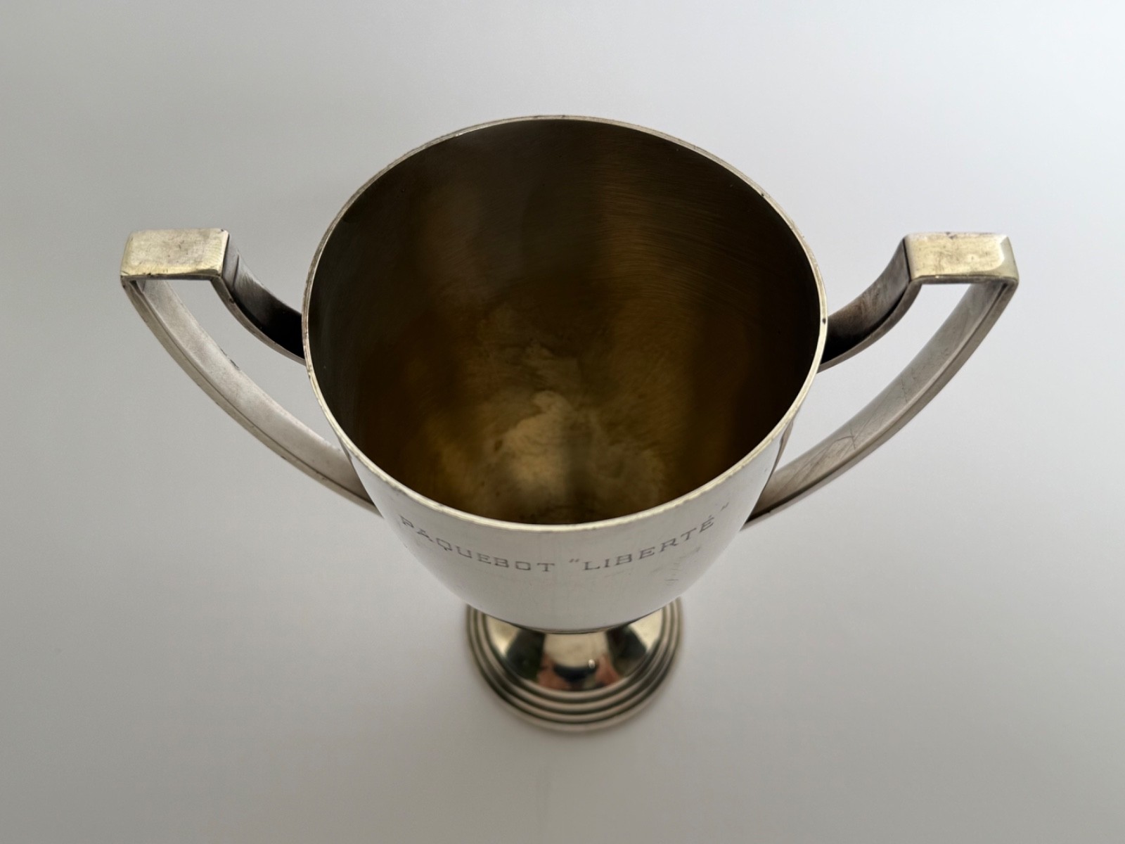 Paquebot Liberte ocean liner silver cup Orfevrerie Wiskemann 8 gram silverplate