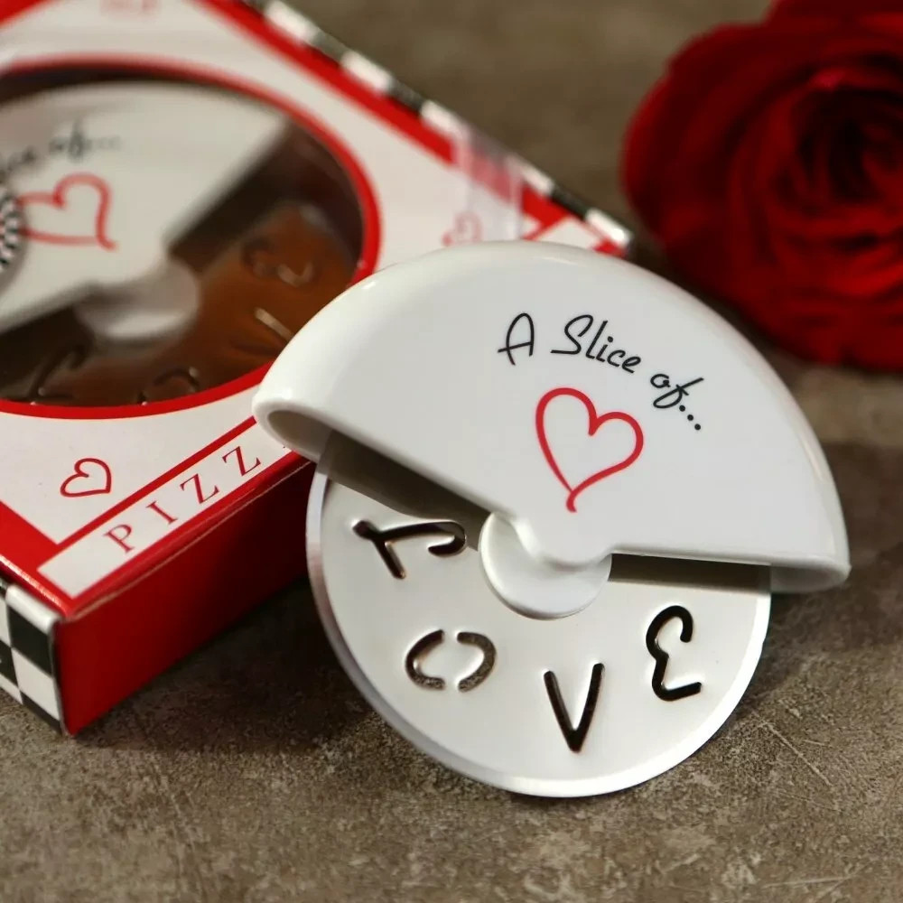 10 Slice of Love Steel Pizza Cutter Bridal Wedding Favors in Themed Gift Box New