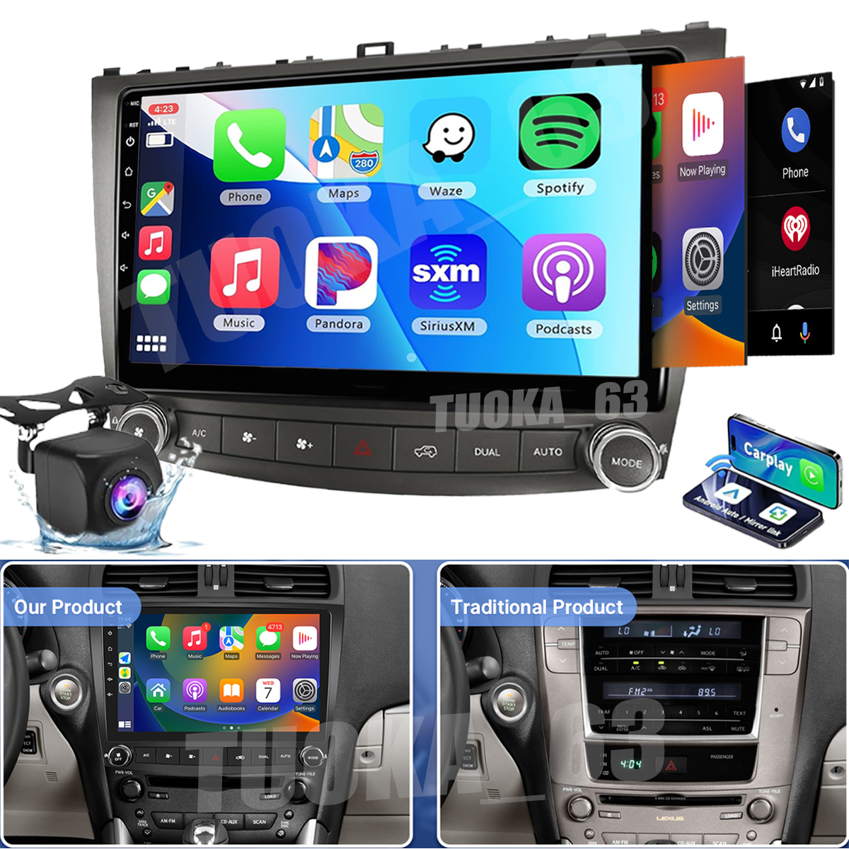 For Lexus IS250 IS350 2006-2012 Android 13 Car Stereo Radio GPS Nav BT RDS 32GB