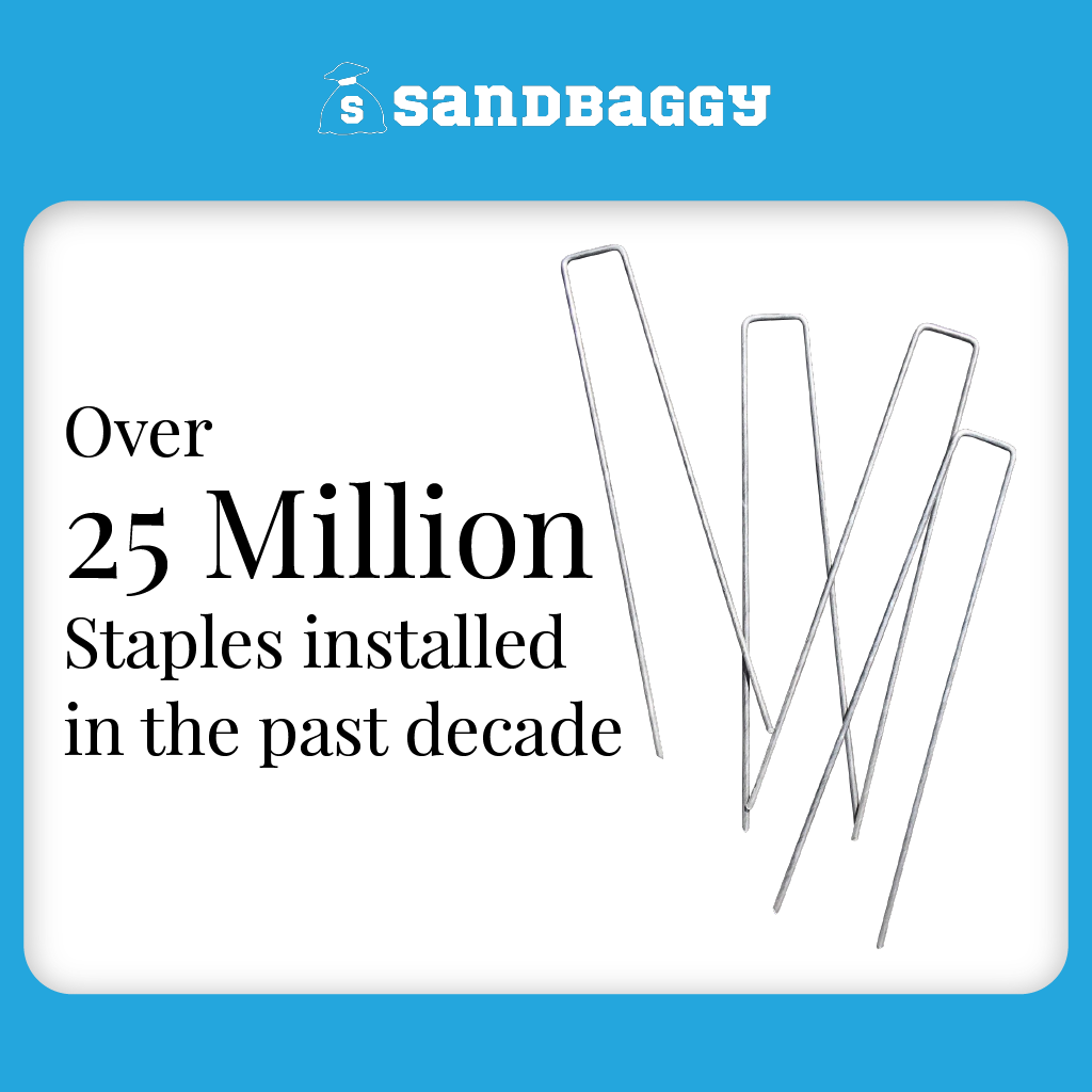 Sandbaggy 9 Inch GALVANIZED Landscape Staples ~ SOD Stakes Fabric Pins -11 Gauge