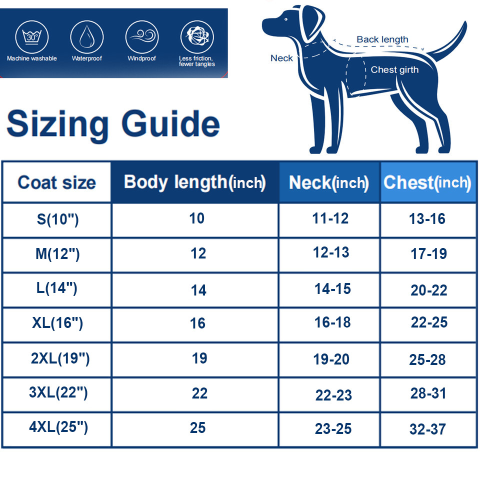 Windproof Dog Coat Snow Jacket Vest Adjustable Strap S-4XL Blue New