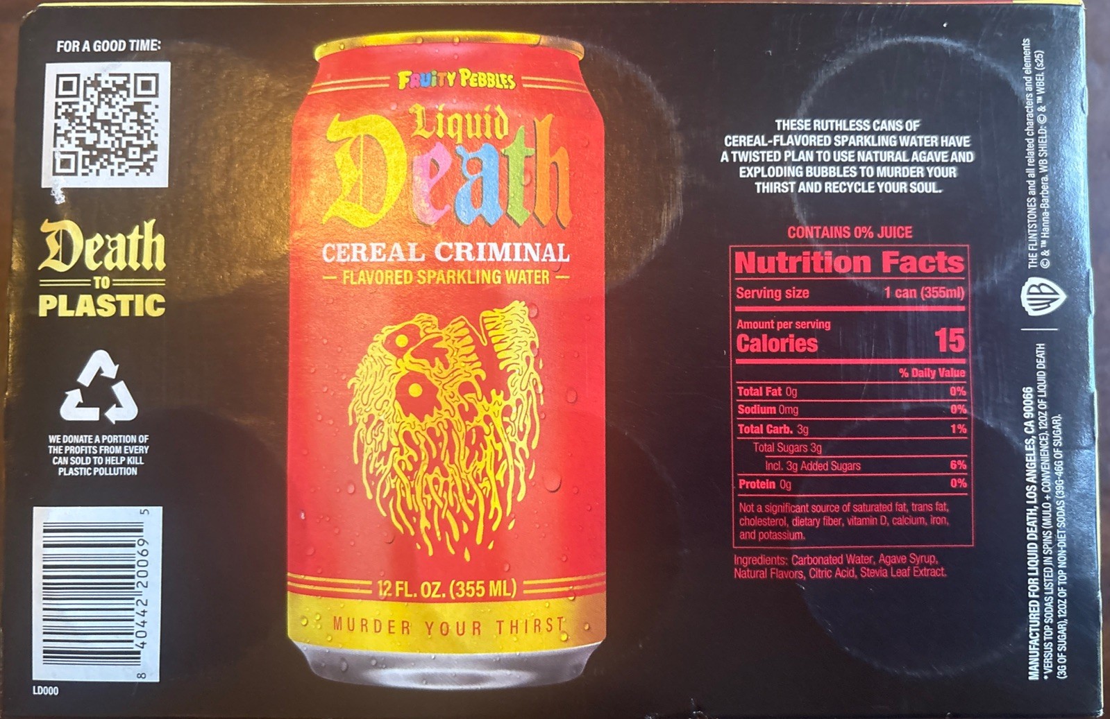 6 Pk Limited Edition Liquid Death CEREAL CRIMINAL Fruity Pebbles Sparkling Water