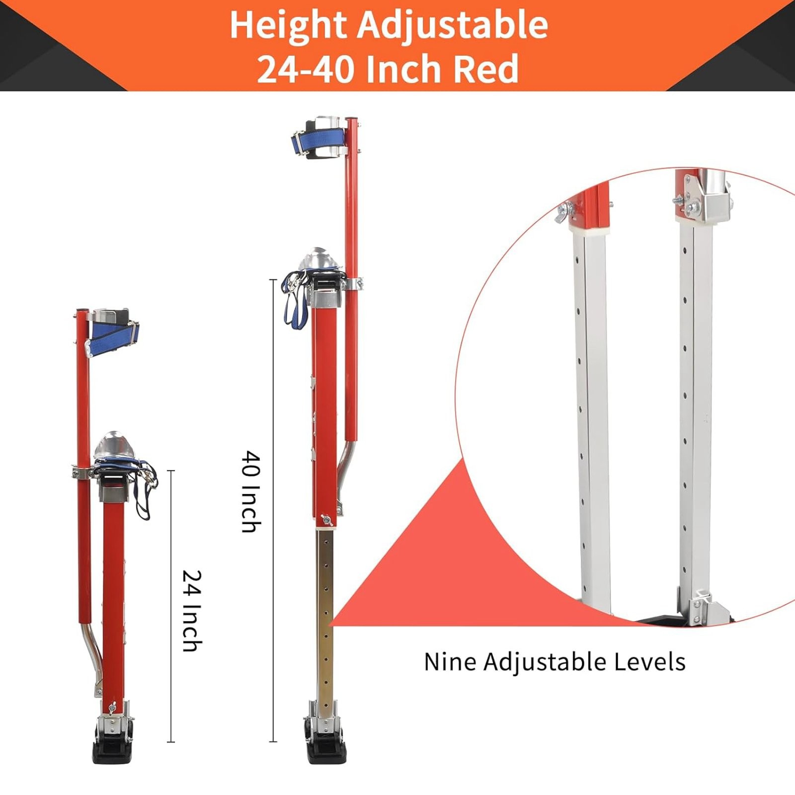 Drywall Stilts 24''-40''Inch Red Aluminum Tool Stilt For Painting Painter Taping