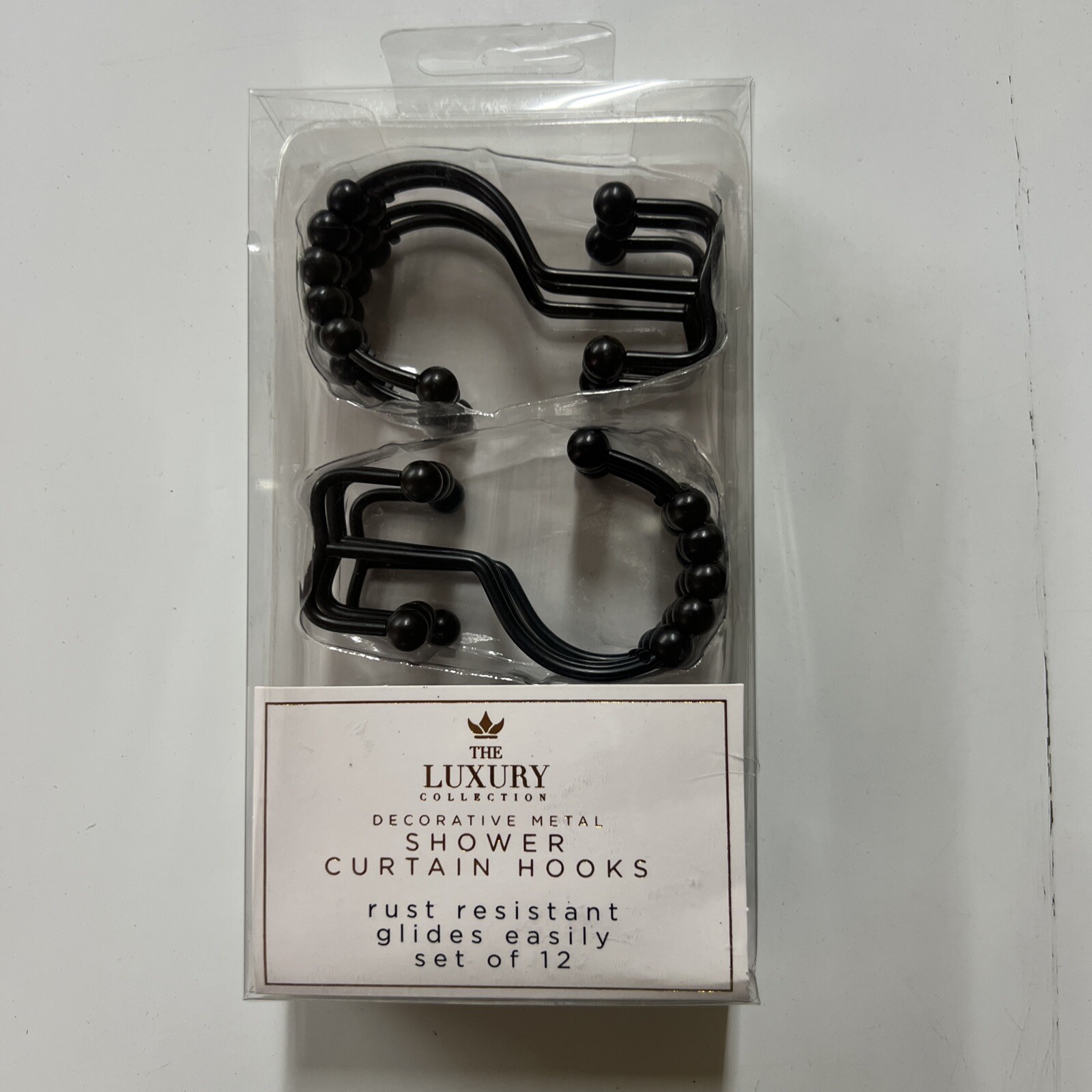 Shower Curtain Hooks Black Metal 12 Count Household Trends