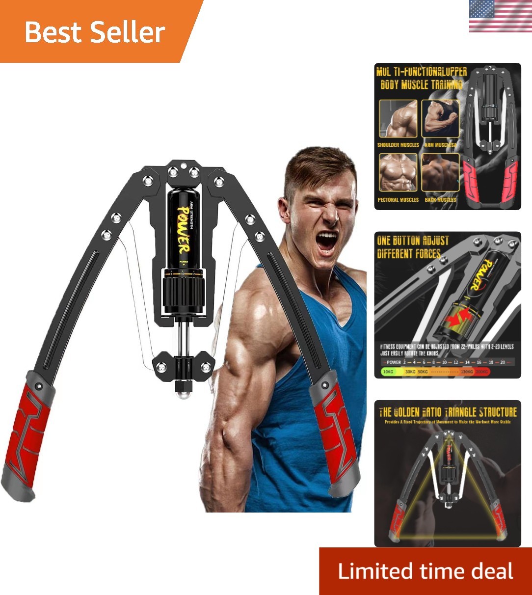 Twister Arm Exerciser - Adjustable 22-440lbs Hydraulic Power/ Arm Exercise Eq...