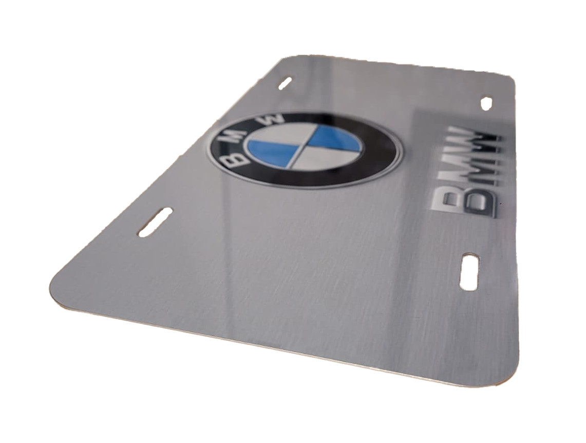 Flat Printed BMW Style Aluminum Front License Plate (12x6)