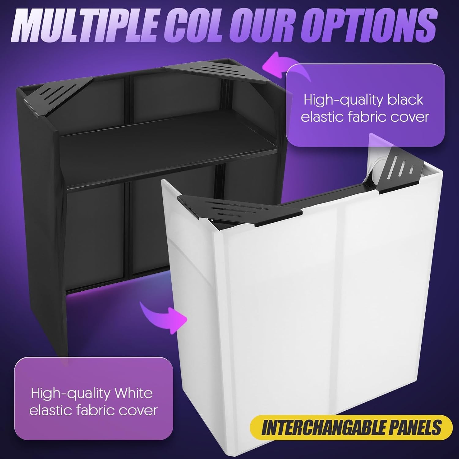 Portable DJ Facade Table Station 44"x41" Event Booth Facade Metal Foldable Frame