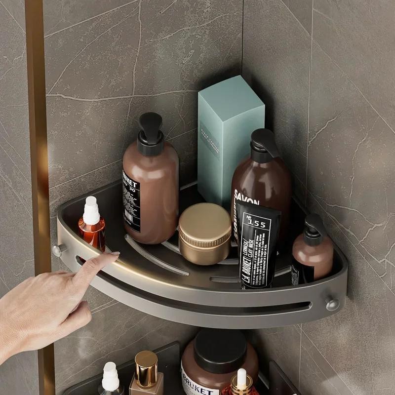 3 Tier Corner Shower Caddy Bathroom Organizer Storage Shelf No Drilling 6 Hook