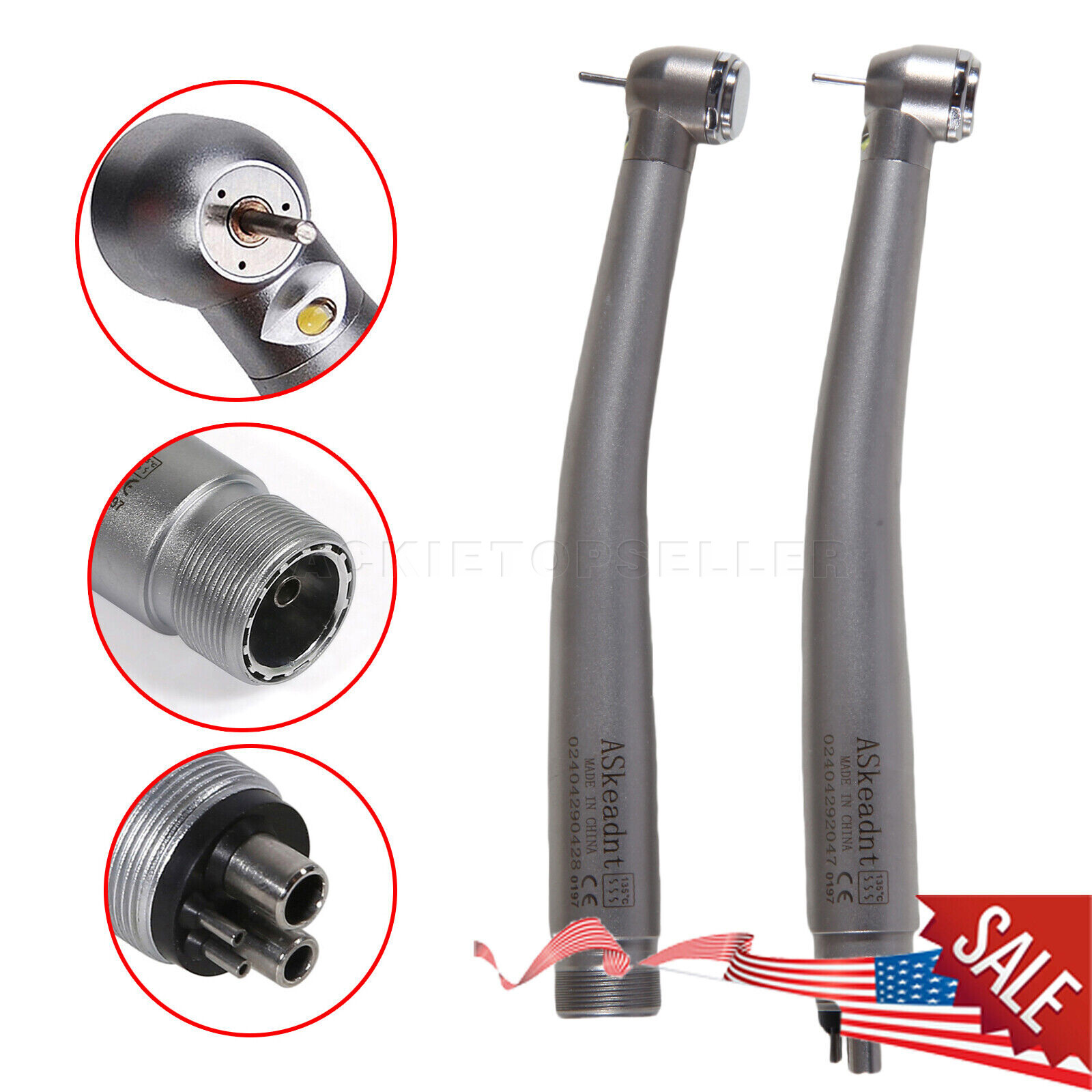 Pieza de mano LED turbina alta velocidad fibra óptica dental estilo NSK 2/4 Hole