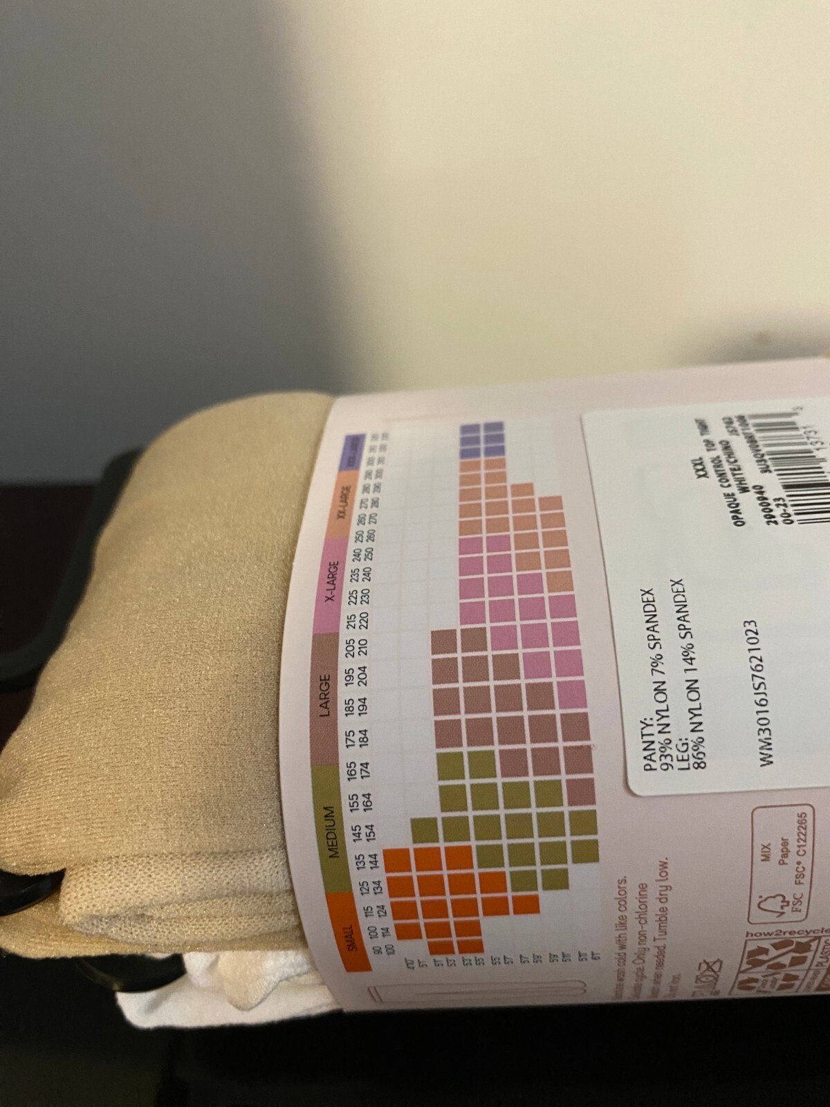 NEW WOMEN'S SIZE XXXL JOYSPUN 2 PACK WHITE /CHINO OPAQUE TIGHTS 60 DENIER