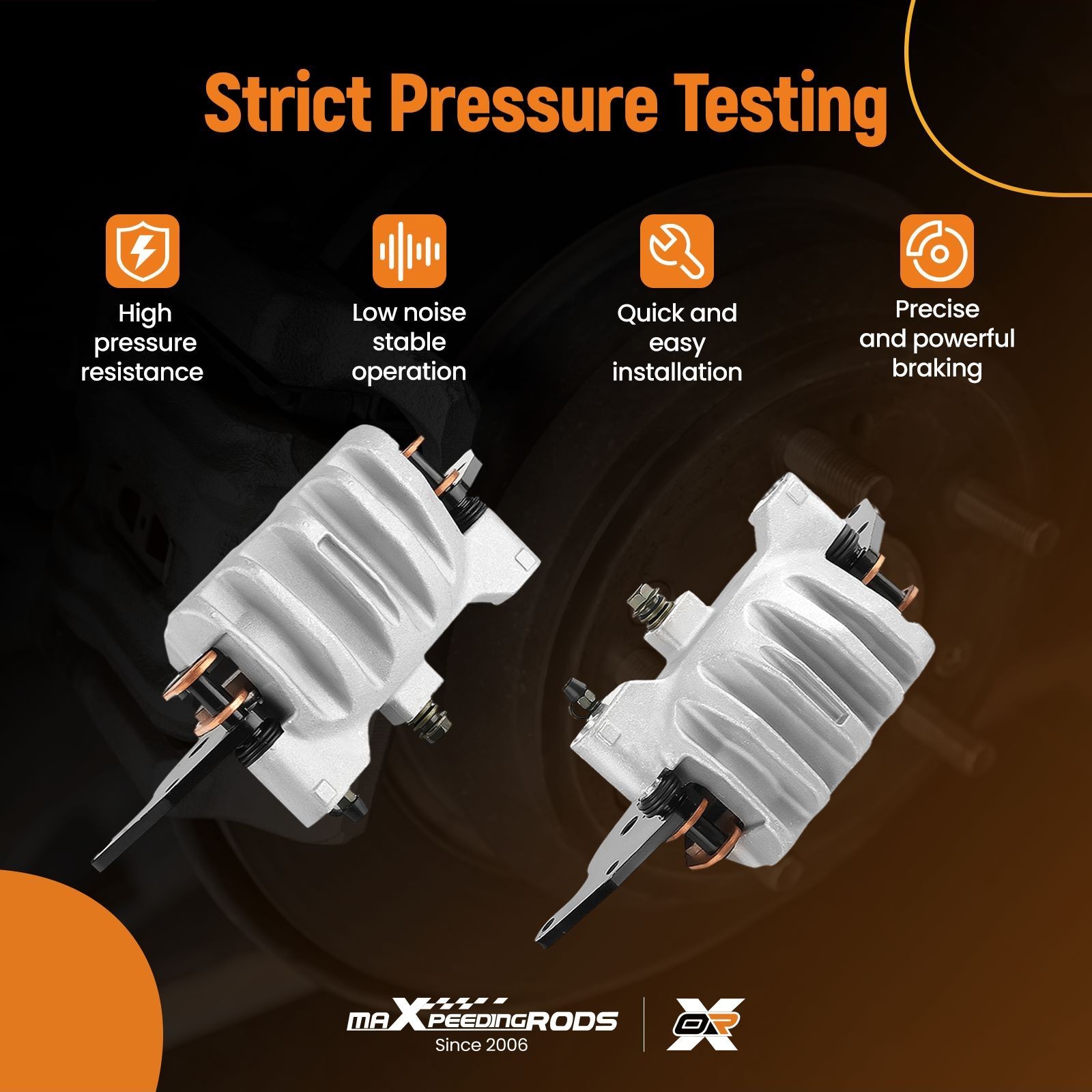 Front Left&Right Brake Calipers & Sintered Pad Set For RZR Turbo 2016-2021