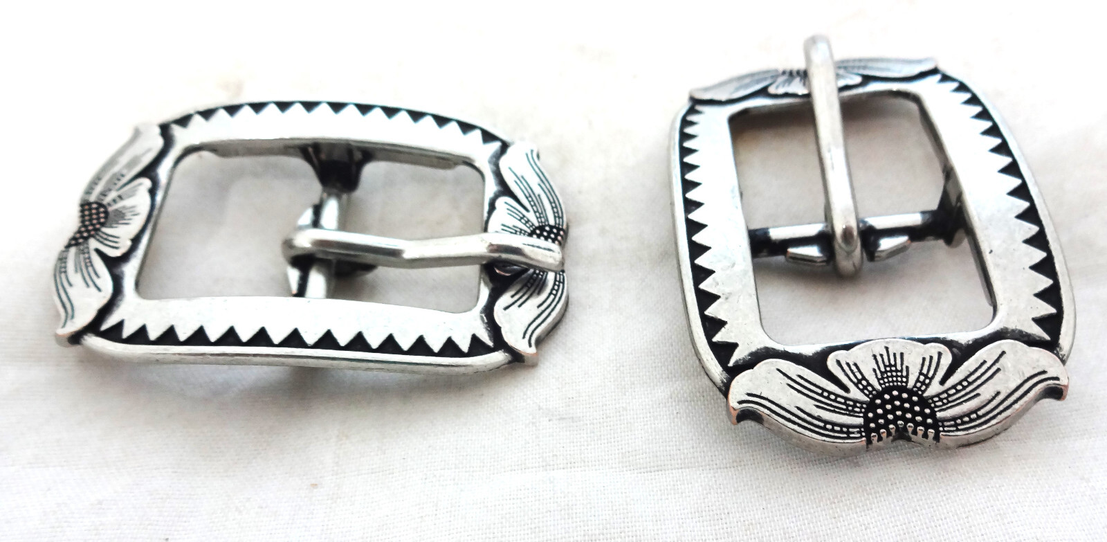 Pair Saltlick Jeremiah Watt Buckles Sizes Antiqued Nickel Horse Tack Western New