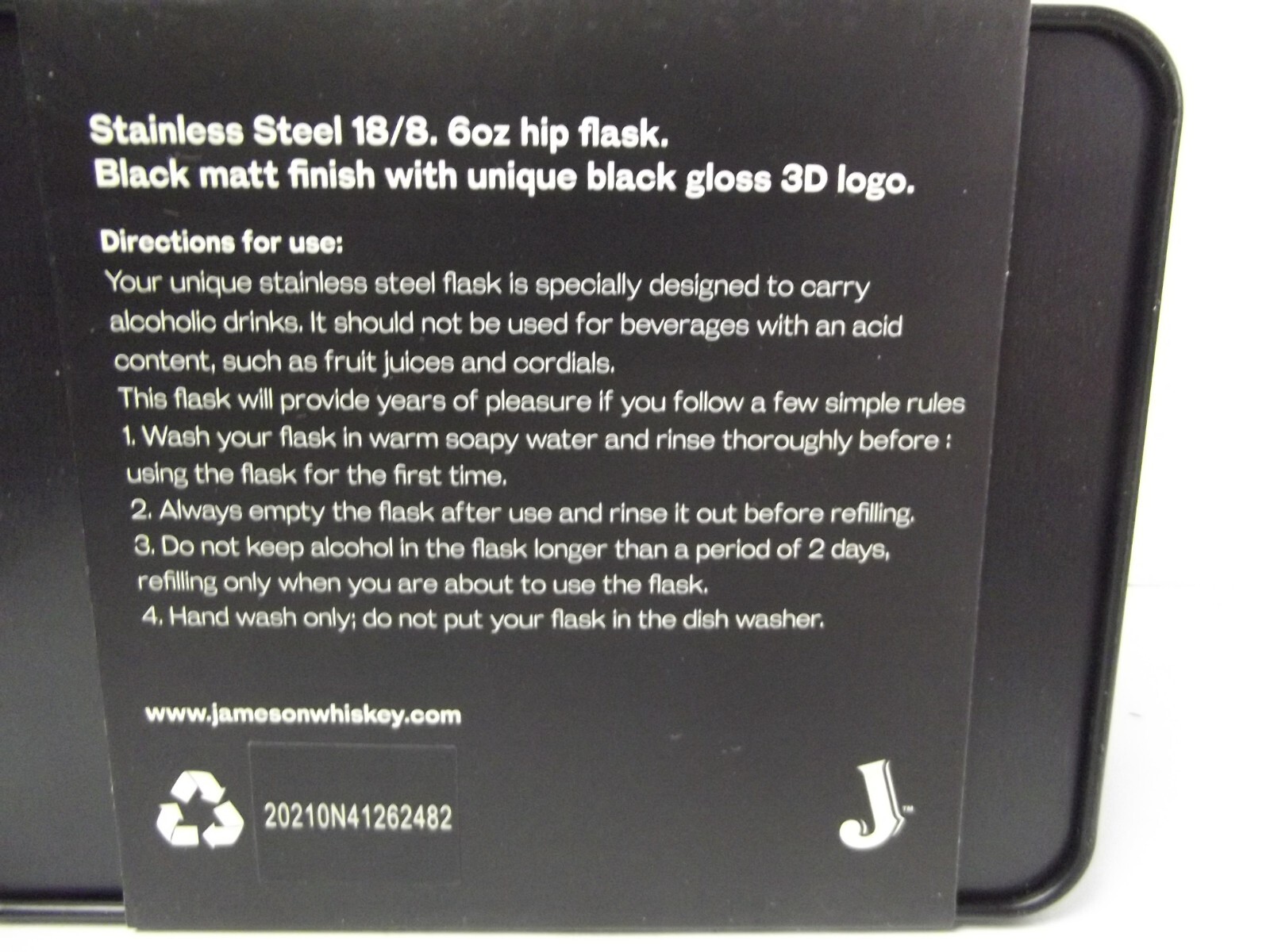 Jameson Flask Black Barrel Hip Flask In Gift Tin 6oz New Irish Whiskey