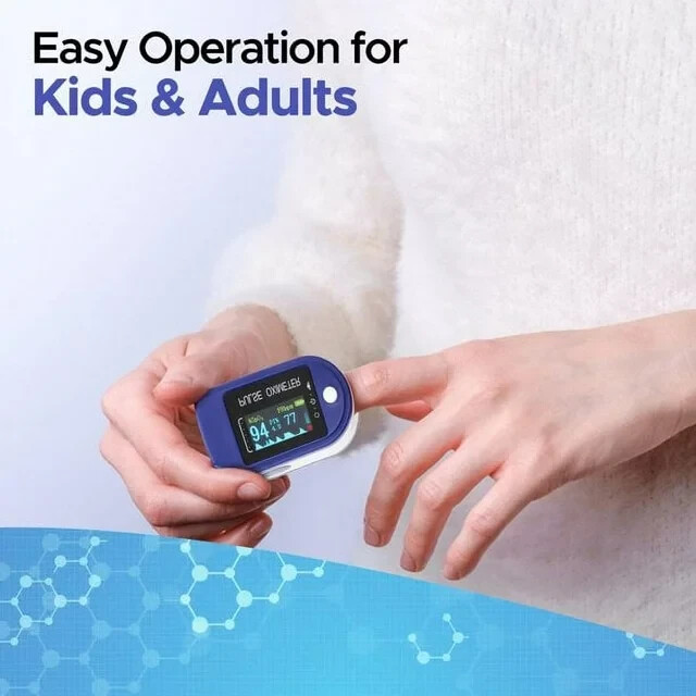 Finger Pulse Oximeter Blood Oxygen Sensor, SpO2, Monitor Heart Rate & More!-NEW!