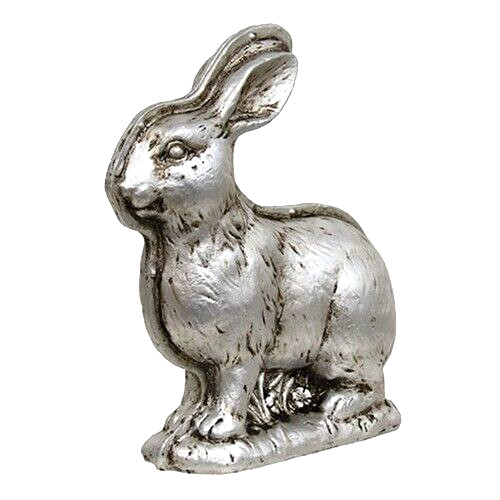 New Primitive BUNNY MOLD SILVER FINISH Resin 6.5"H x6"W x2.5"D NON WORKING