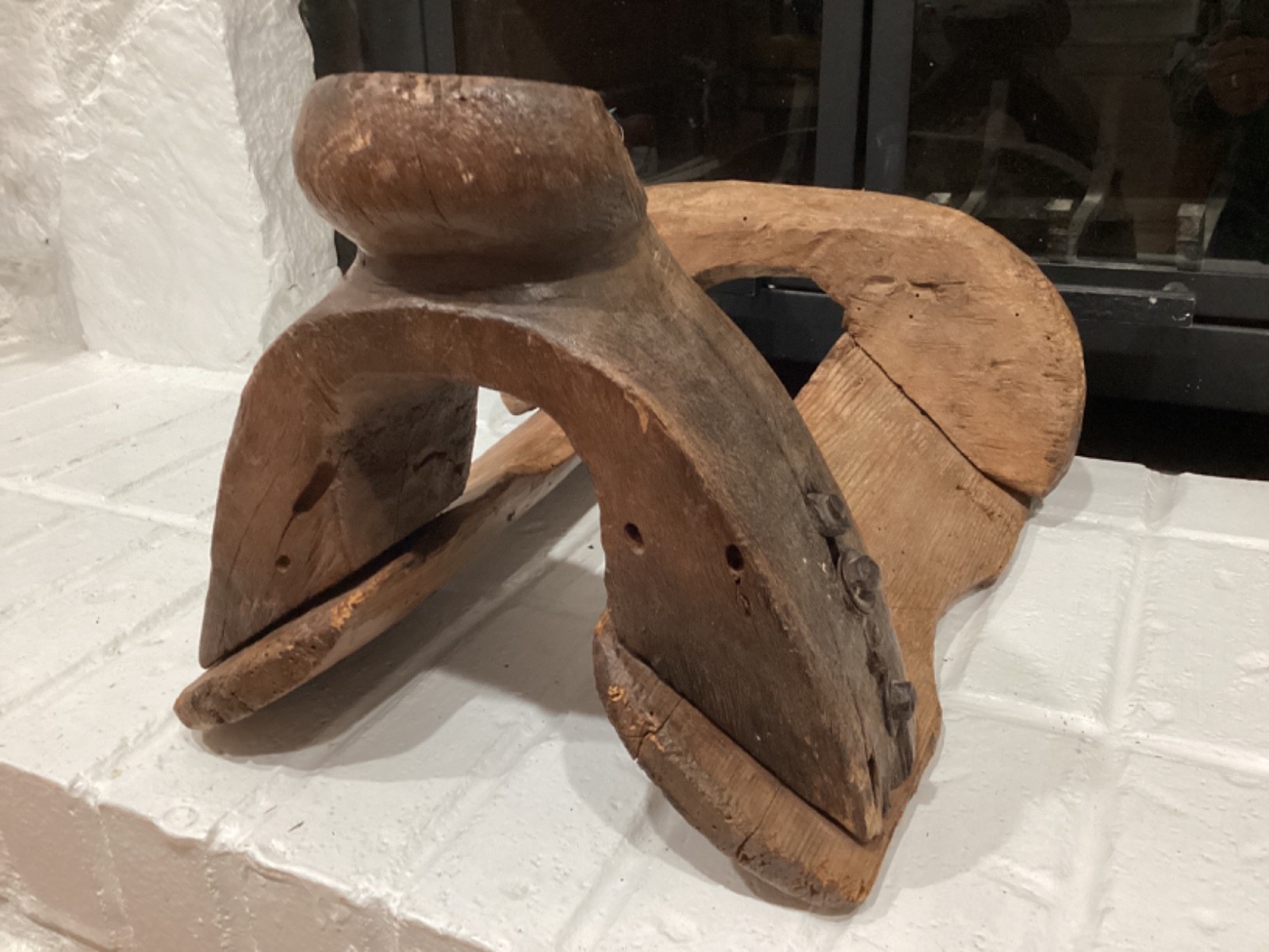 Old Antique Primitive Hand Carved Wooden Saddle Western Americana