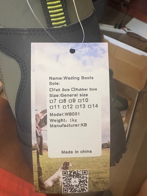 Wading Boots Fishing Shoes, w/ Rubber/Felt Sole, Fly Fishing, Size 11,Free Ship