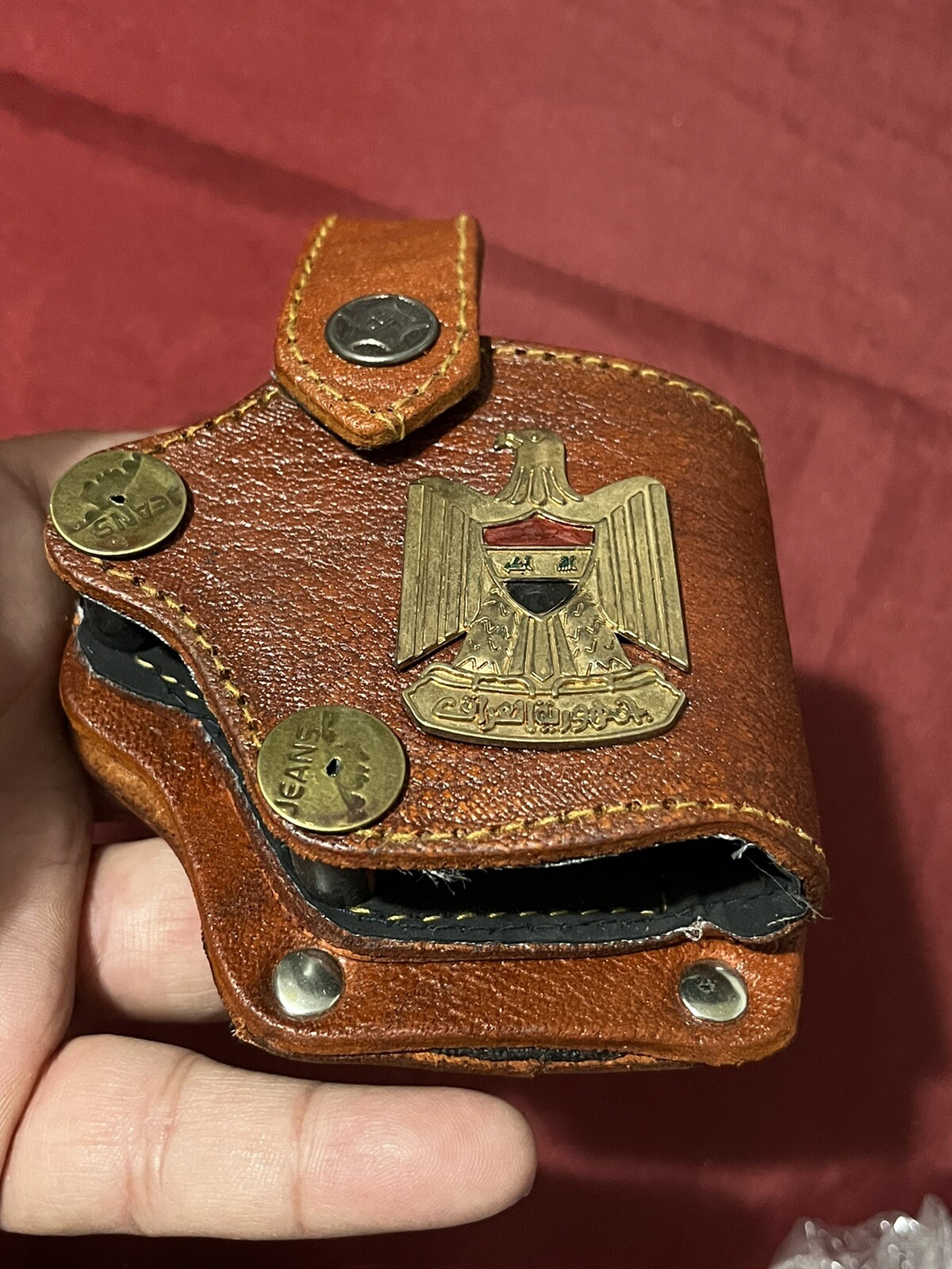 Iraqi Leather Brown holster With Iraqi Metal Eagle Emblem