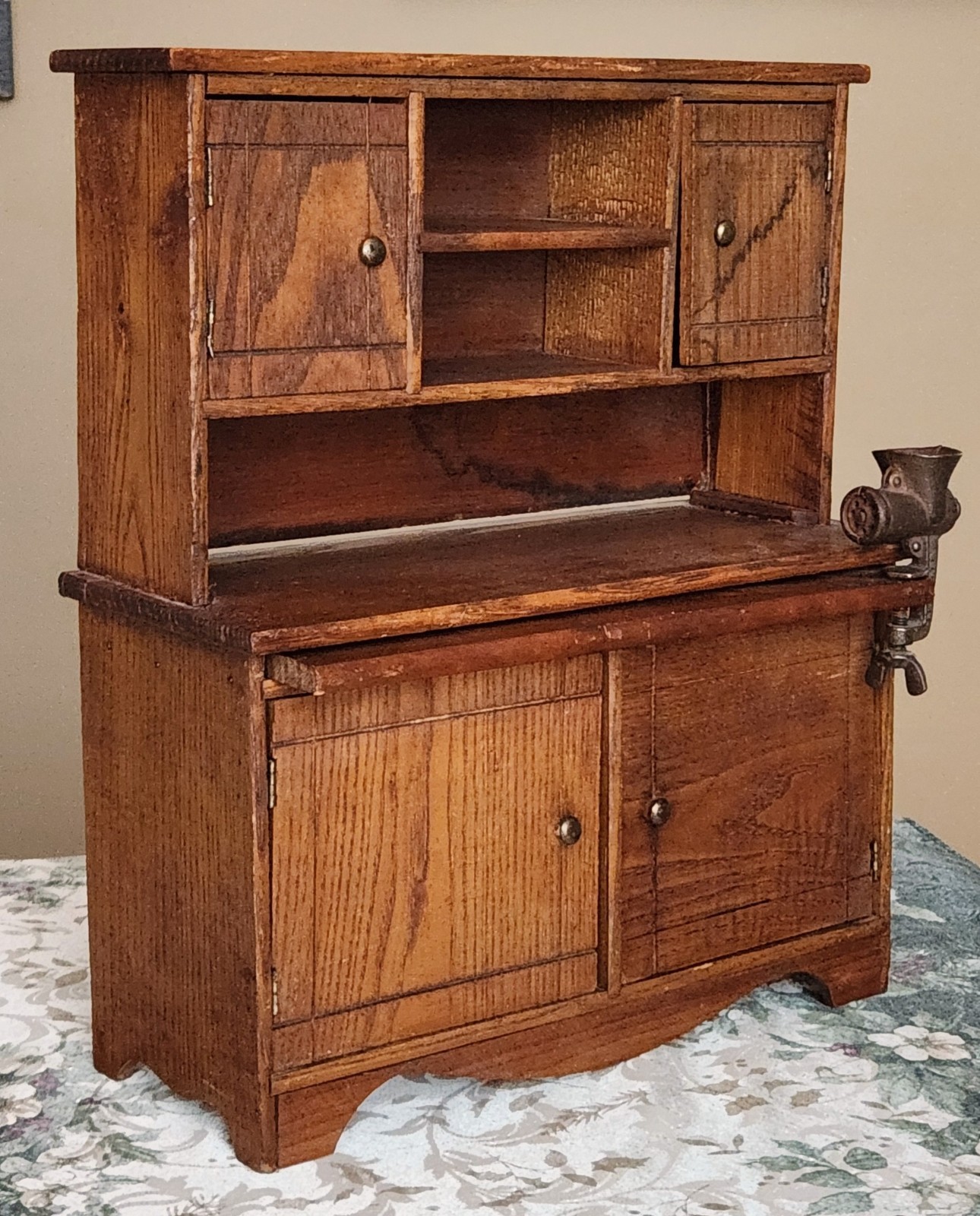 Hoosier Cabinet, Child, Salesman, Bakers Kitchen Work Station, Oak, c1900 18"t