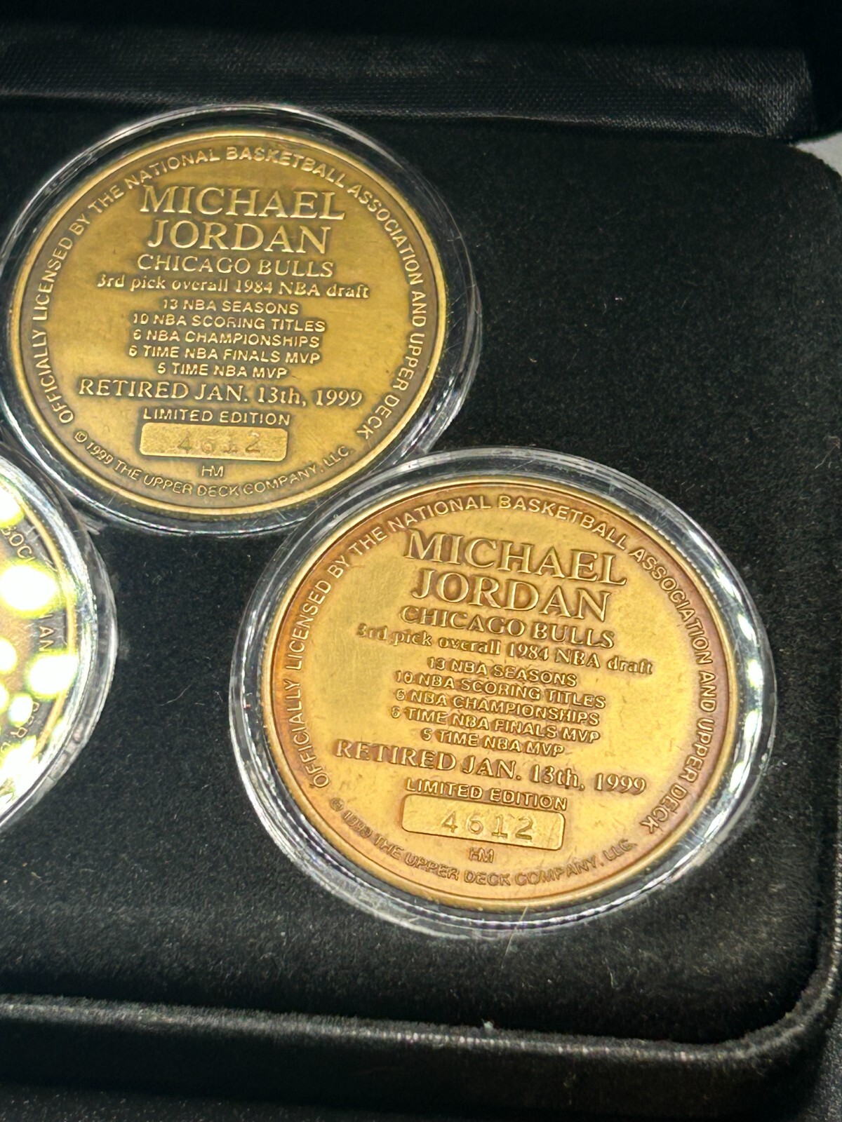 Michael Jordan 1999 Highland Mint Retired 3 Bronze Coin Set #d 4612/5000 w Bonus