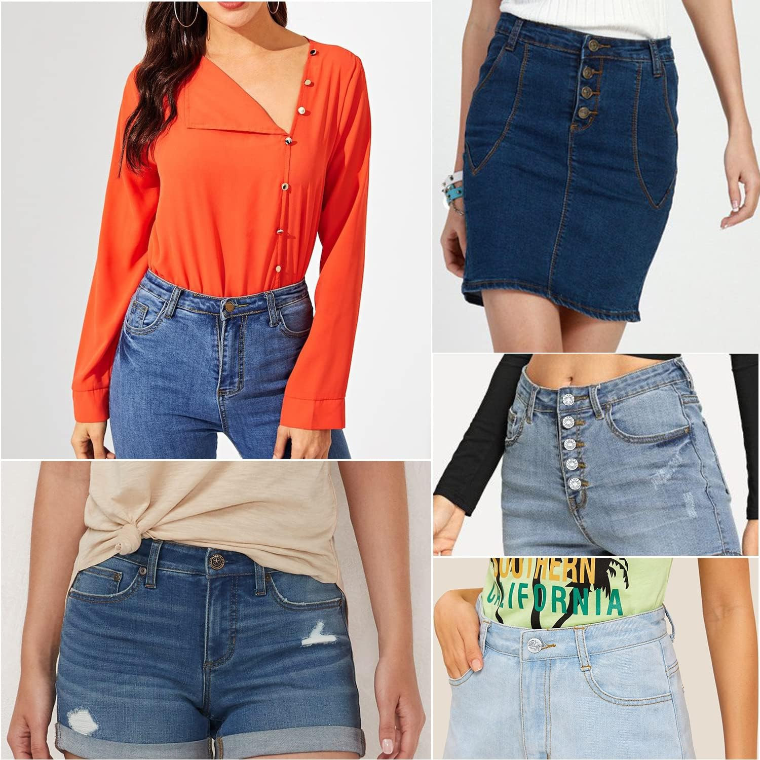 50 Pcs Jean Buttons Replacement Kit, 17Mm Metal Snap Denim Buttons for Pants