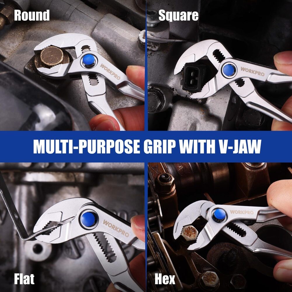 WORKPRO 4-inch Water Pump Plier Groove Joint Plier Adjustable Tongue 15-Position