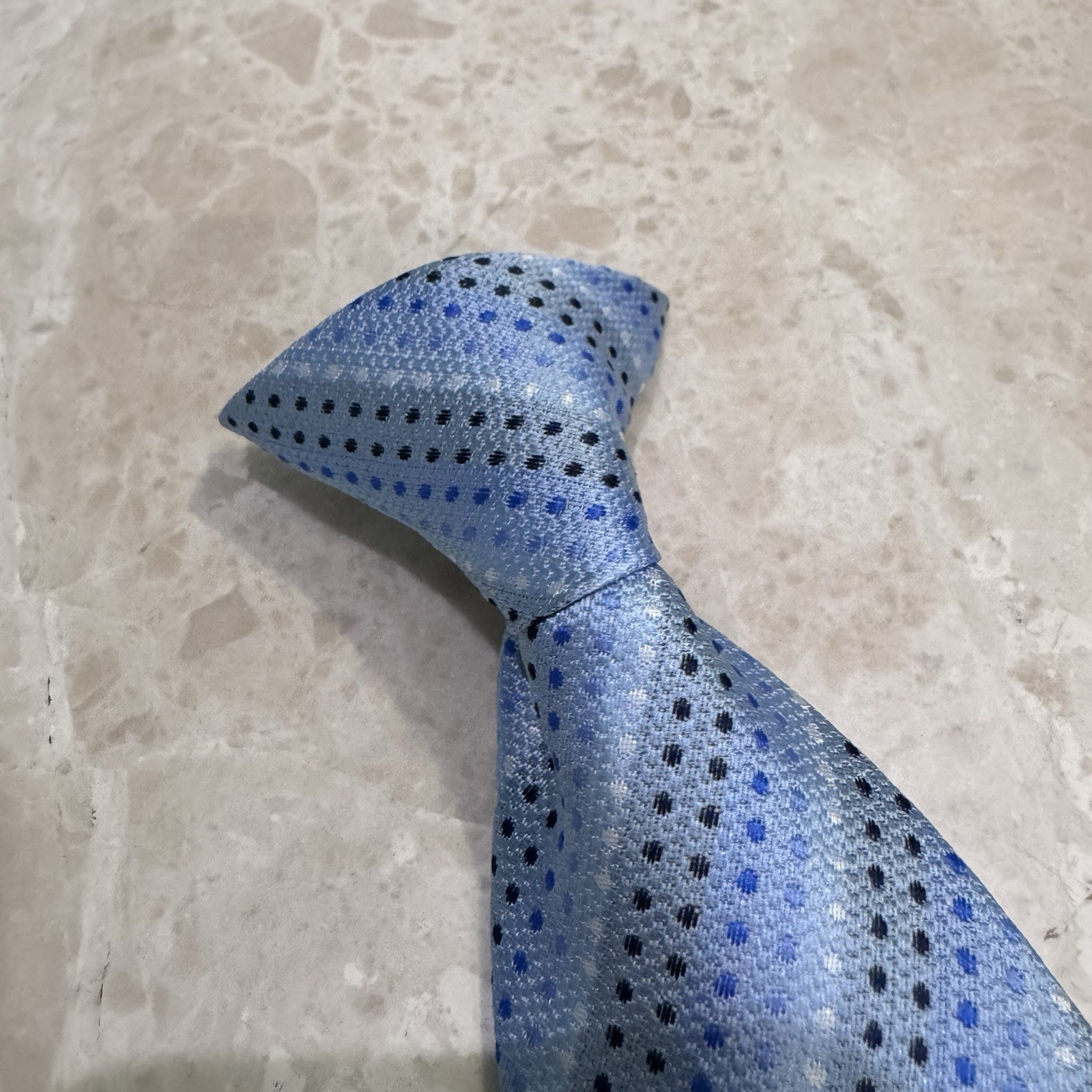 Youth Little Toddler Boys Clip On Neck Tie Blue Black White 9.25 Inches Long