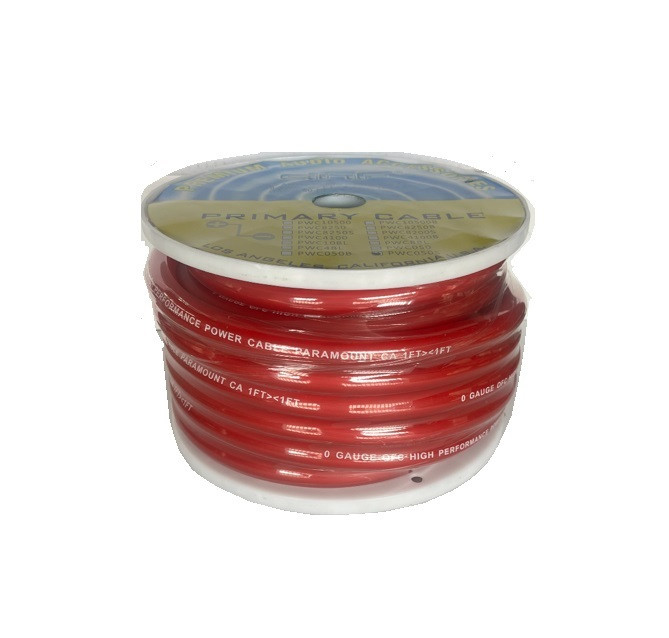 0-2 Gauge 100% Copper OFC Red Power Ground Cable Wire 25 Feet FT. CUT -NO SPOOL