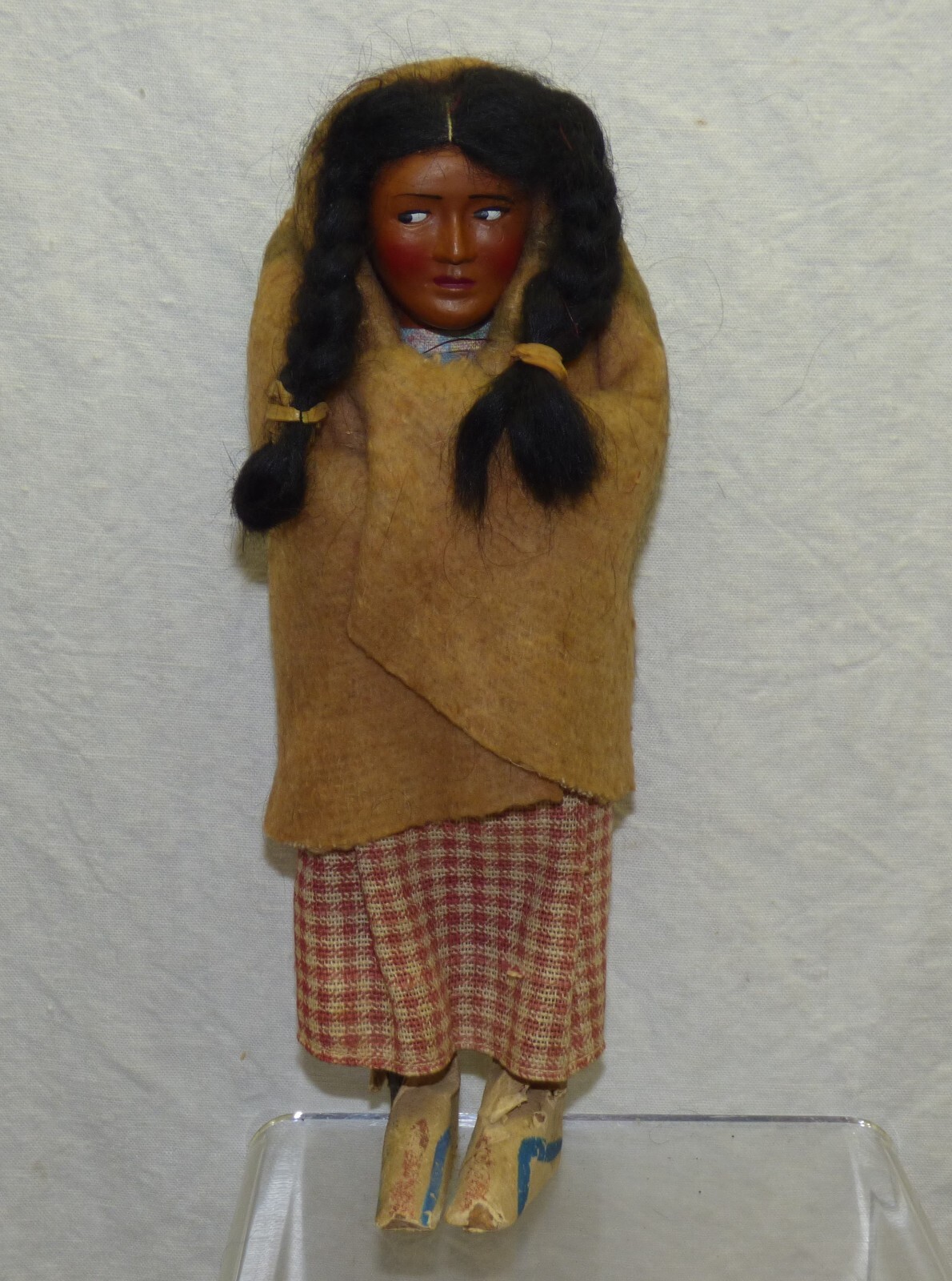 Skookum Dolls 10" Male & 9" Female w/ Taped Feet Side Glancing Eyes Vintage Pair
