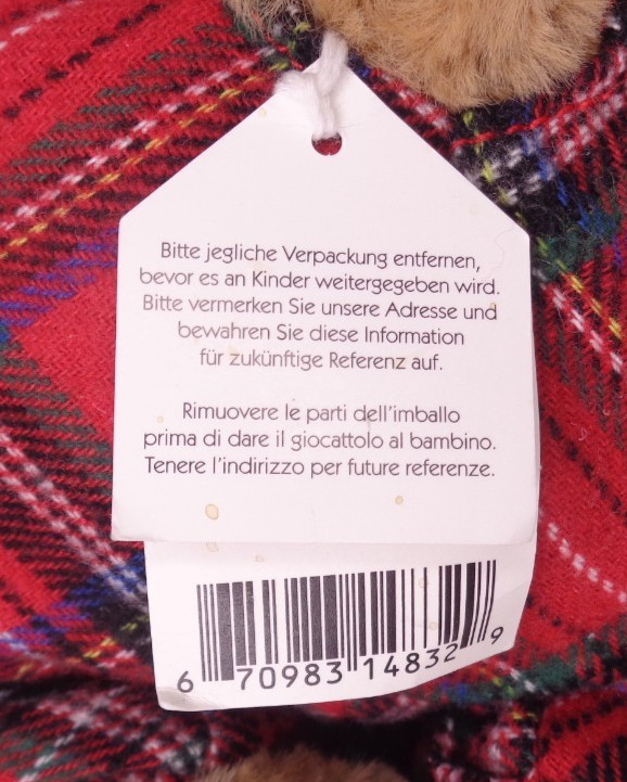 Jellycat Bedtime Bartholomew Bear Plush with Plaid Pajamas NEW NWT BARM3BED