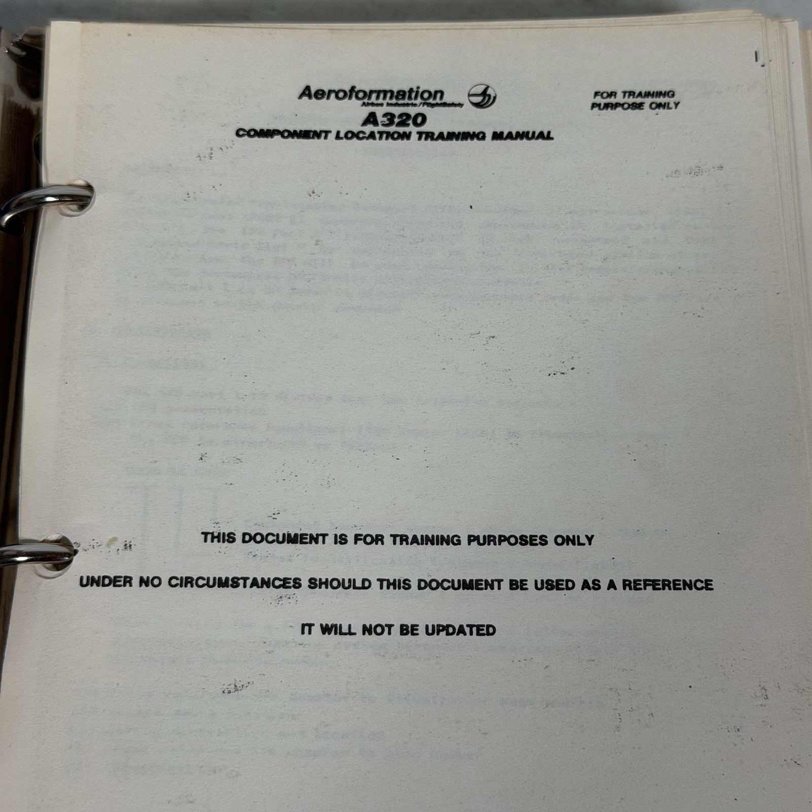 A320 Component Location Training Manual Aeroformation 1986 Airbus Binder