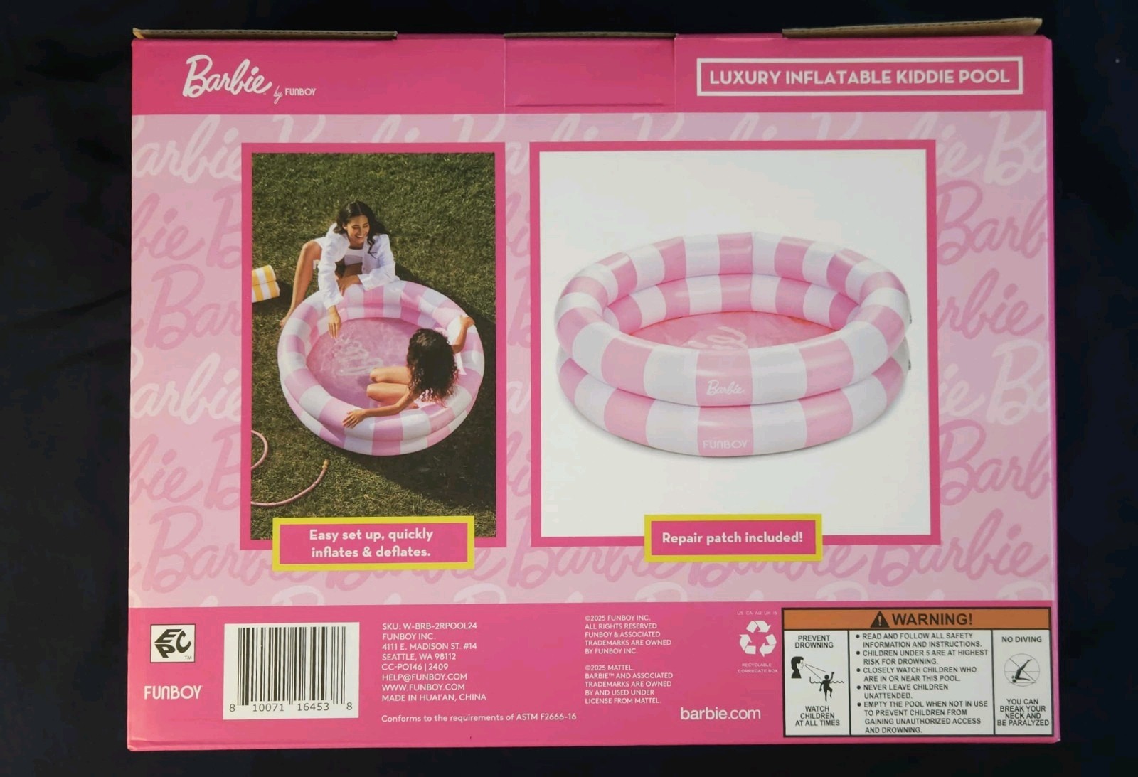 Funboy Inflatable Round Double Ring Pool, 48" Diameter, Suitable for Children 6+