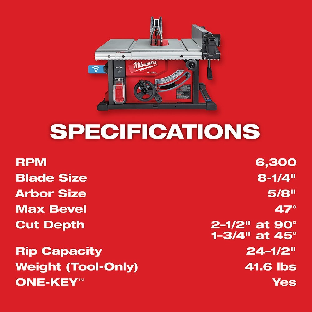 Milwaukee 2736-21HD M18 FUEL 8-1/4" Table Saw with One-Key Kit