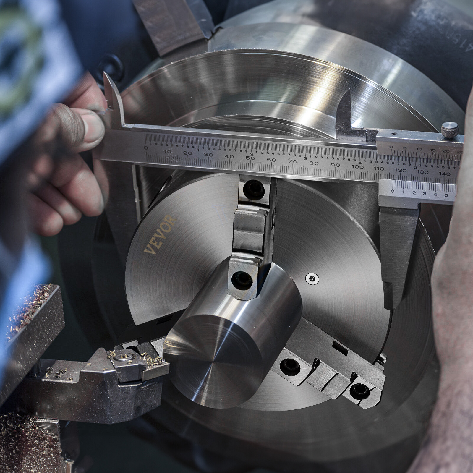 VEVOR 8'' 3-Jaw Lathe Chuck Self-Centering Lathe Chuck for Grinding Drilling