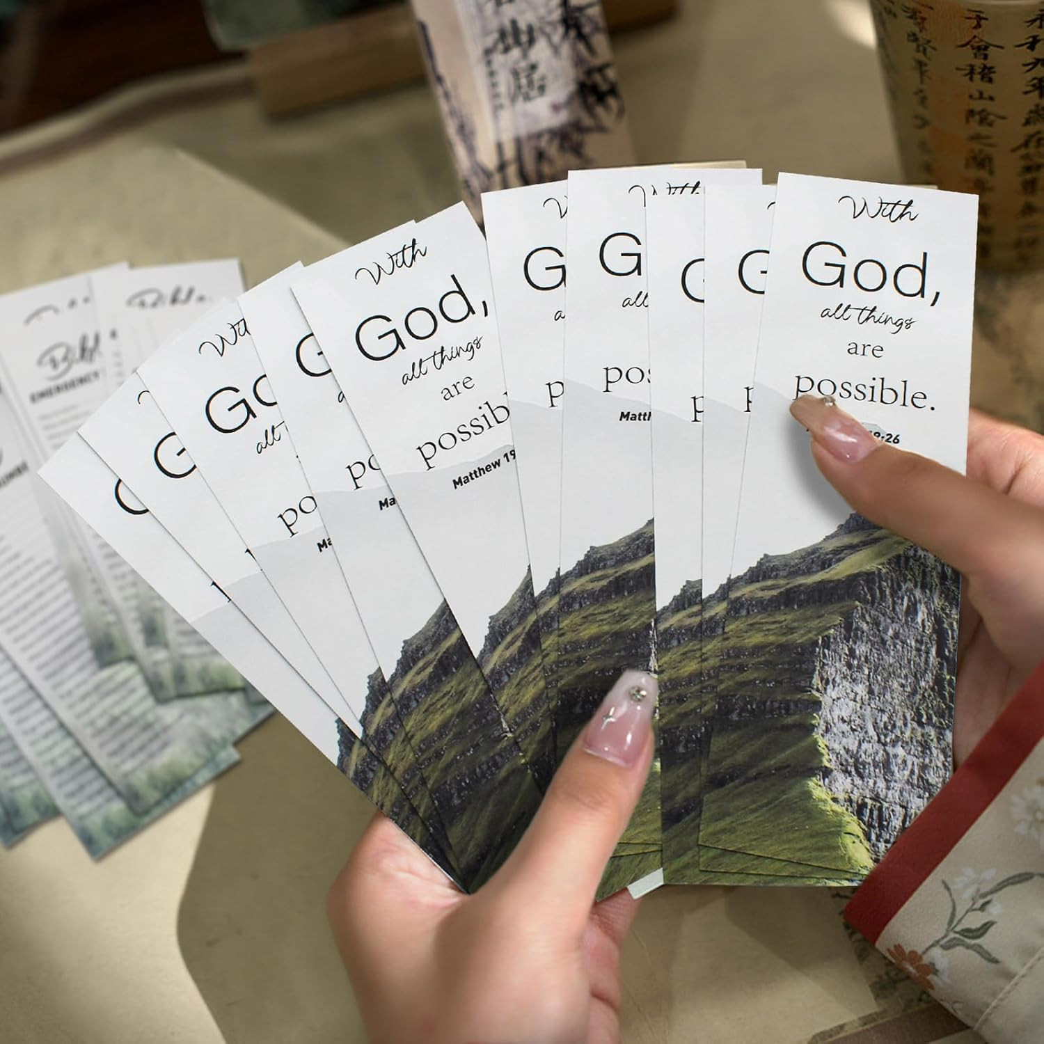 20 Pack Bible Bookmark Set with Emergency Numbers - Large Print for Church Gifts