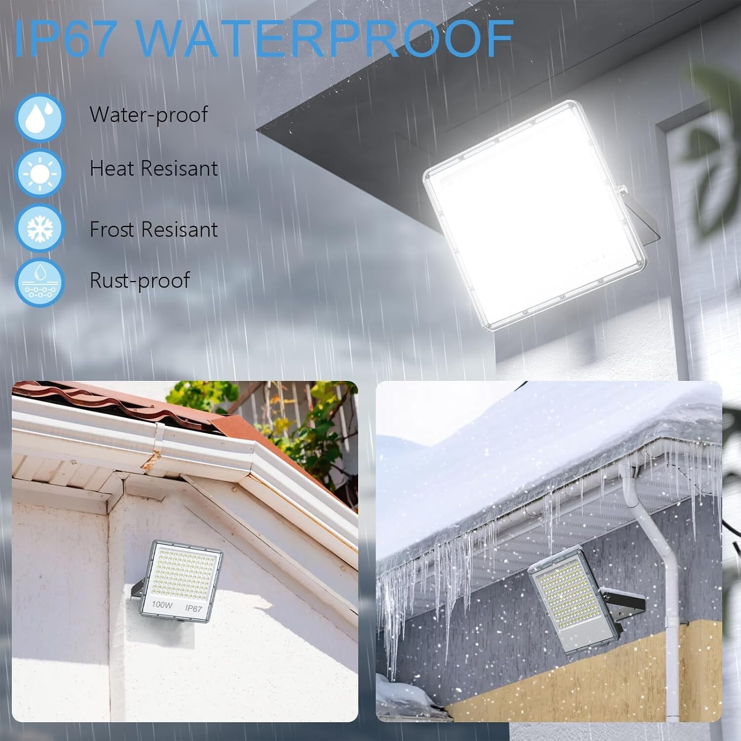 2 Pack led Flood Light Plug in Exterior Security Outdoor for Stadium Yard Garden