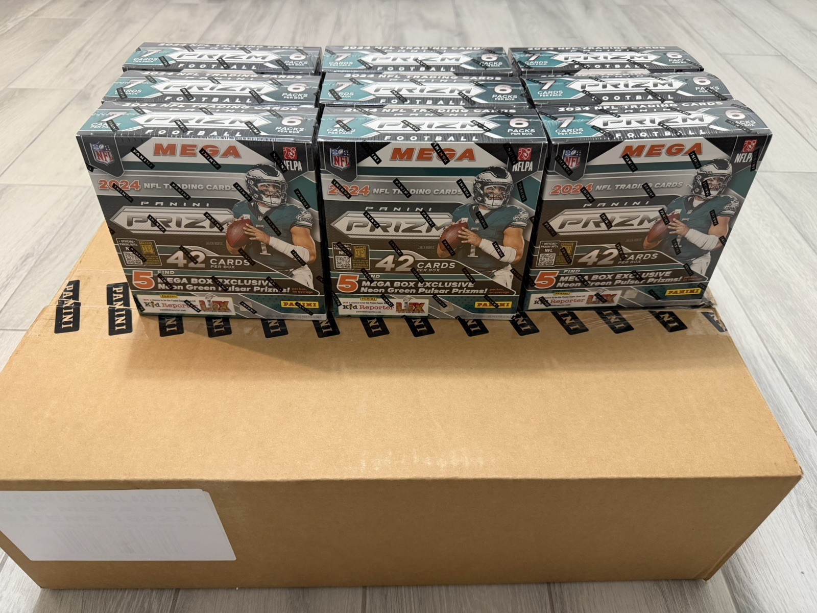 2024 Prizm NFL Football Mega Box Neon Green Pulsar Prizms Sealed Maye Rookie